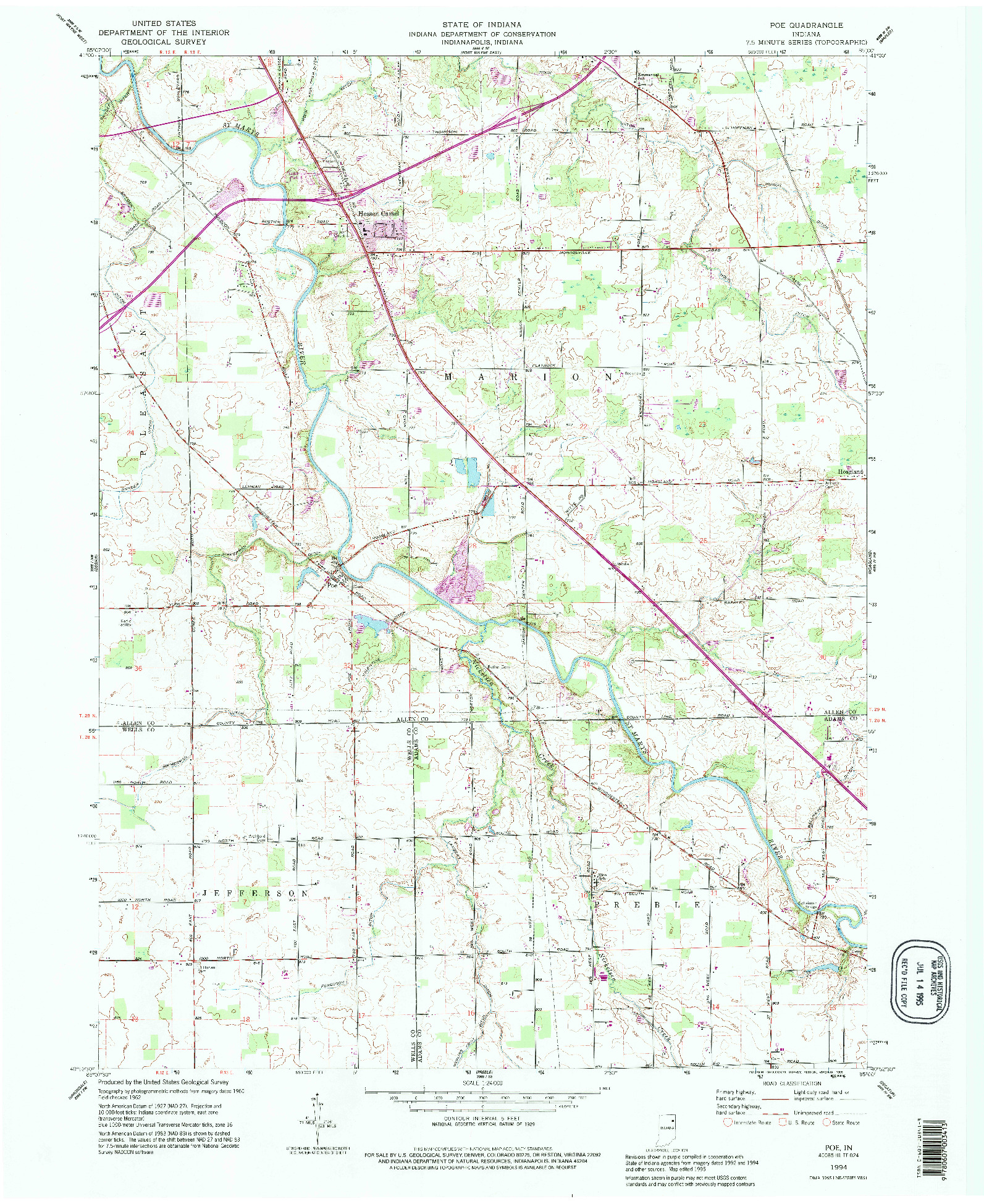 USGS 1:24000-SCALE QUADRANGLE FOR POE, IN 1994