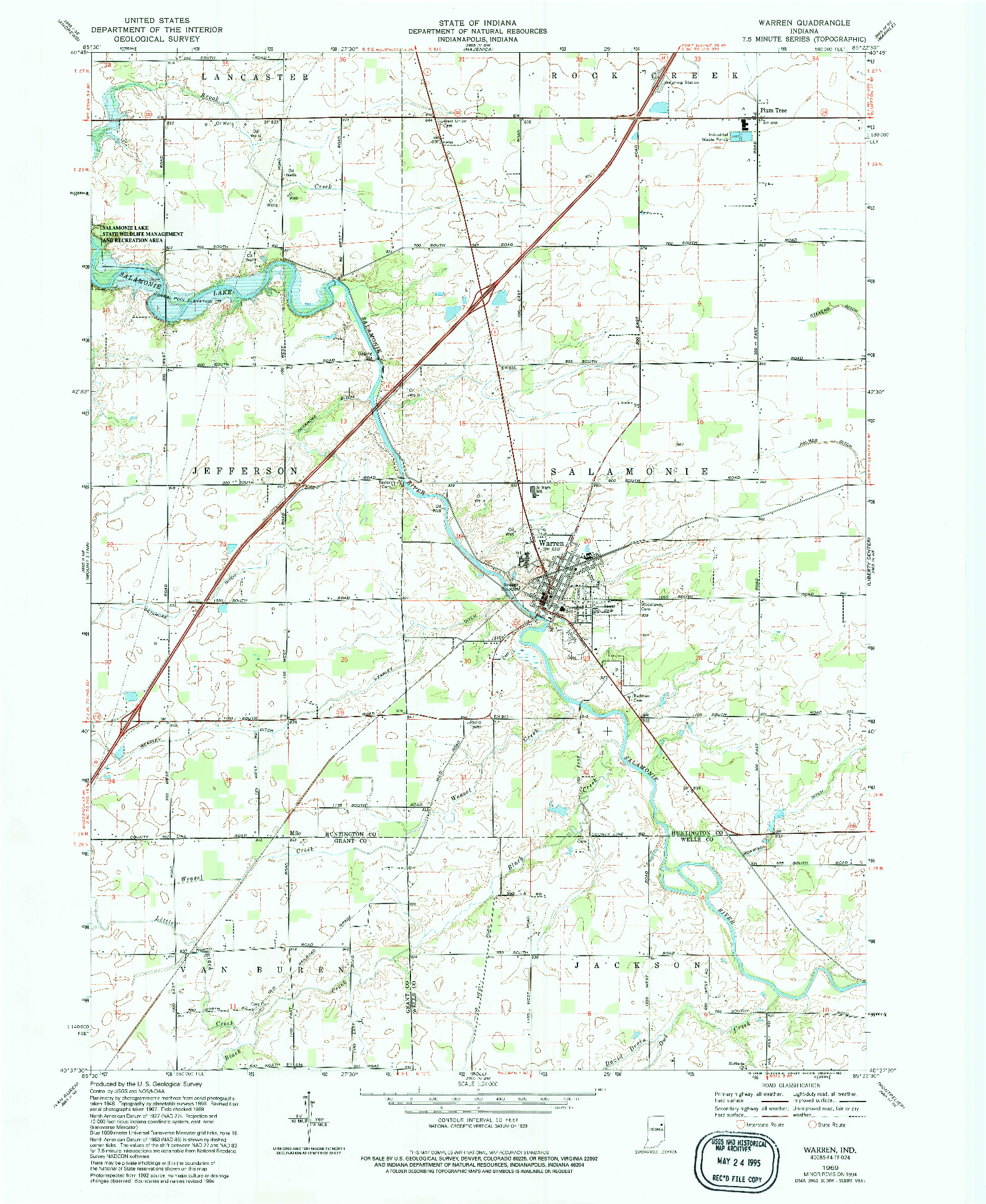 USGS 1:24000-SCALE QUADRANGLE FOR WARREN, IN 1969