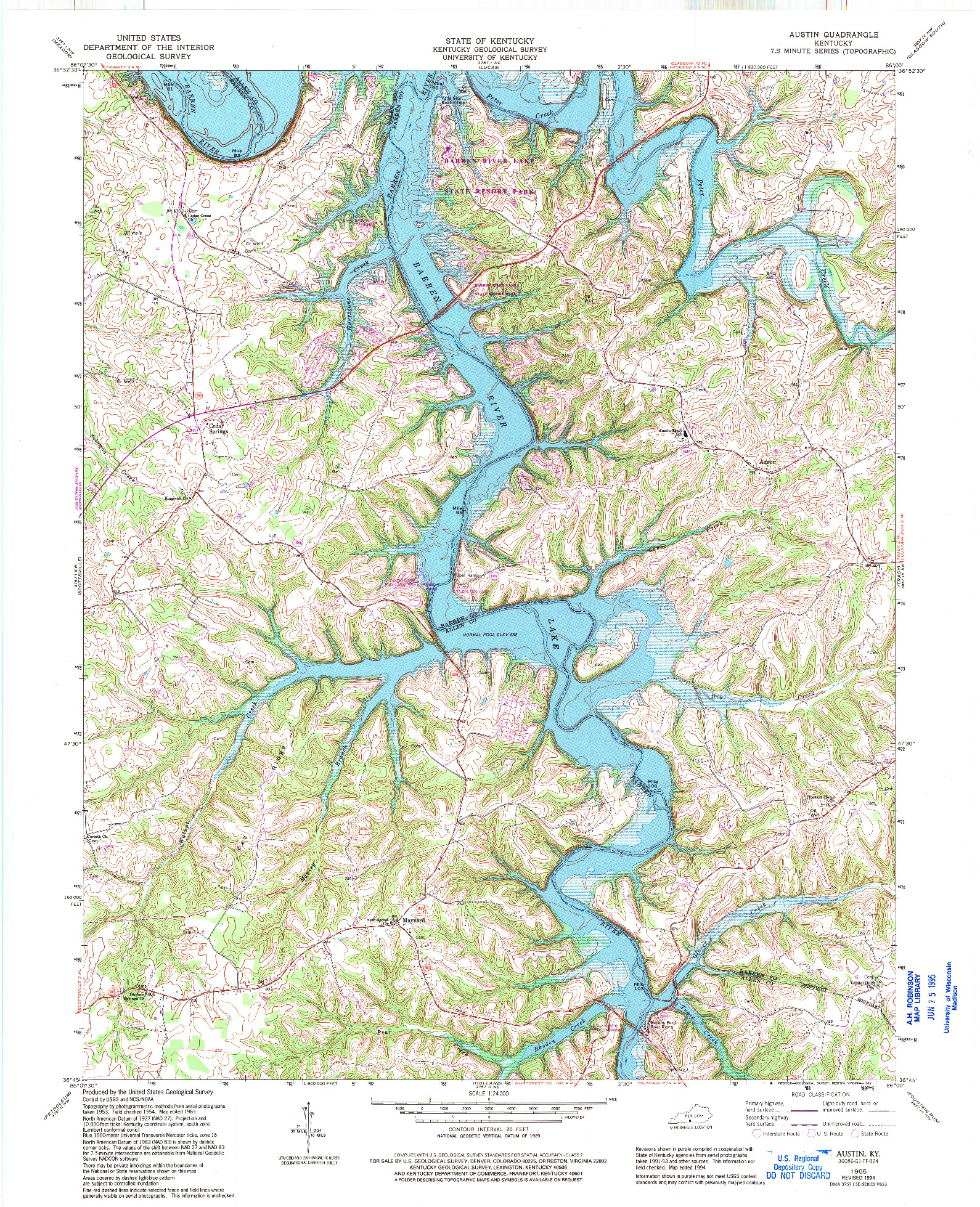 USGS 1:24000-SCALE QUADRANGLE FOR AUSTIN, KY 1965