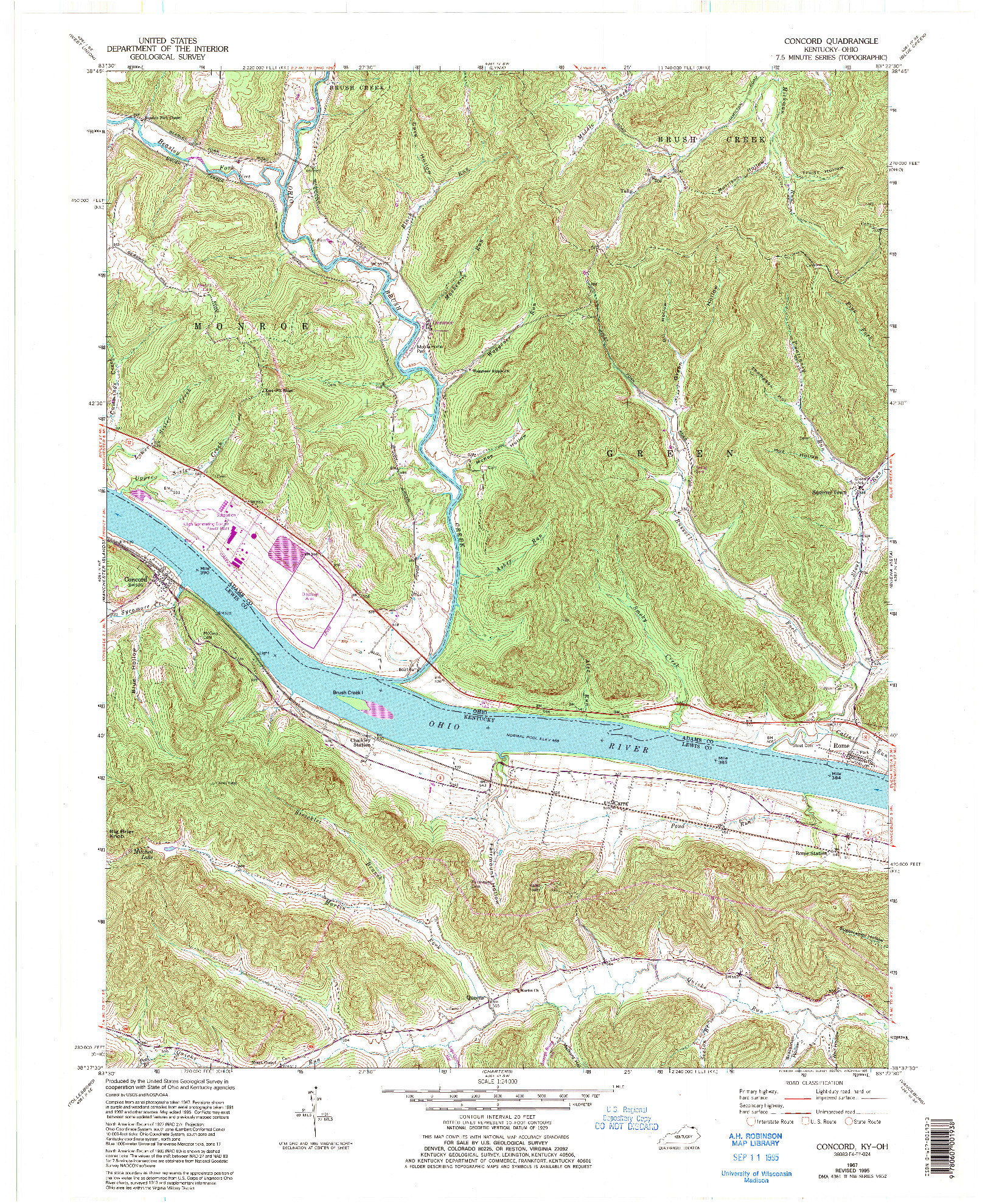 USGS 1:24000-SCALE QUADRANGLE FOR CONCORD, KY 1967