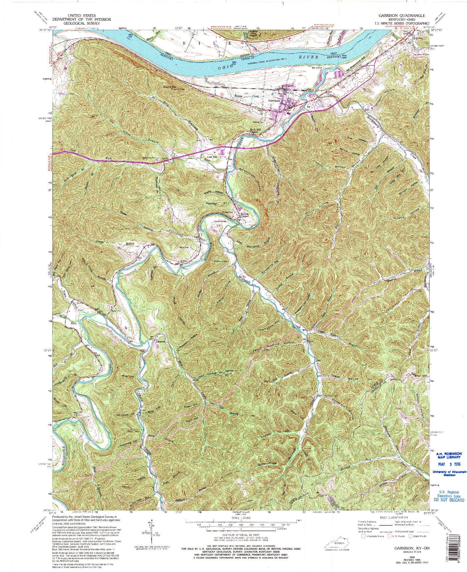 USGS 1:24000-SCALE QUADRANGLE FOR GARRISON, KY 1949