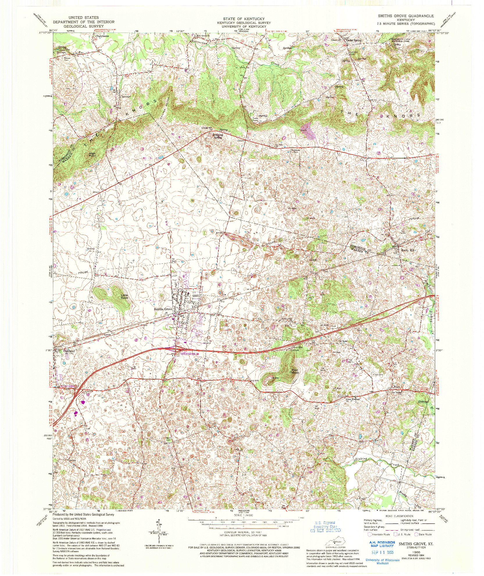 USGS 1:24000-SCALE QUADRANGLE FOR SMITHS GROVE, KY 1966