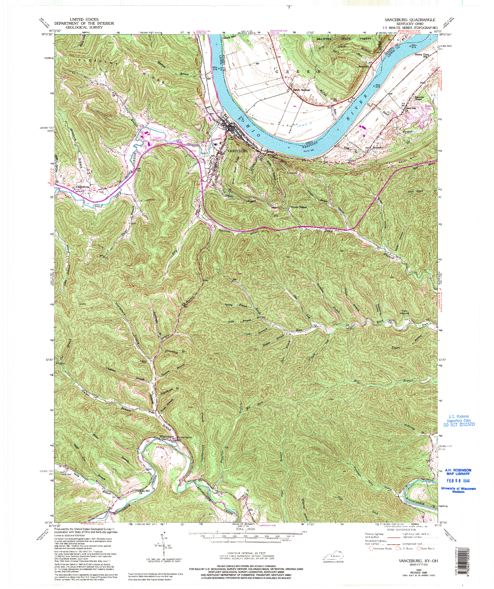 USGS 1:24000-SCALE QUADRANGLE FOR VANCEBURG, KY 1949