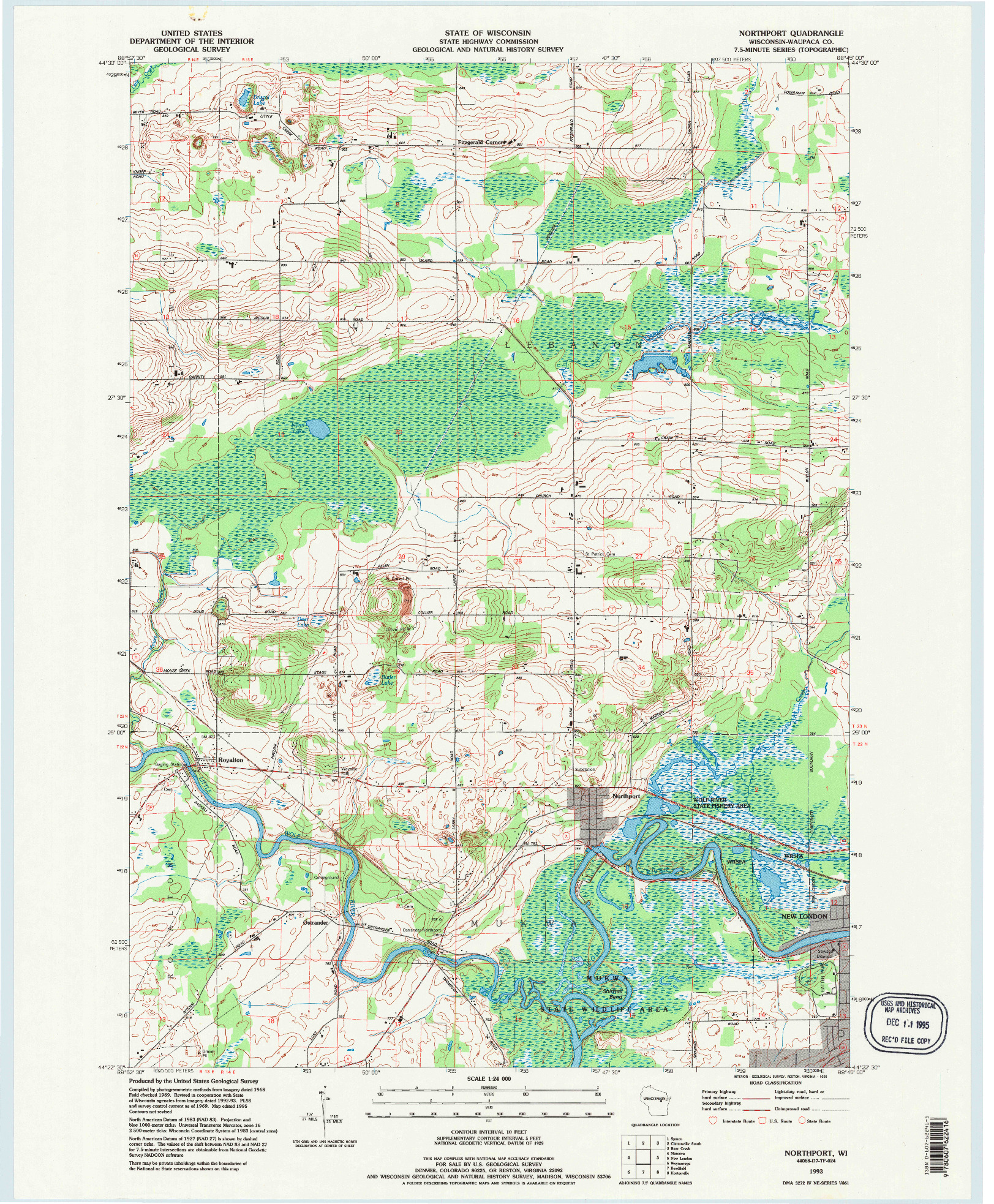 USGS 1:24000-SCALE QUADRANGLE FOR NORTHPORT, WI 1993