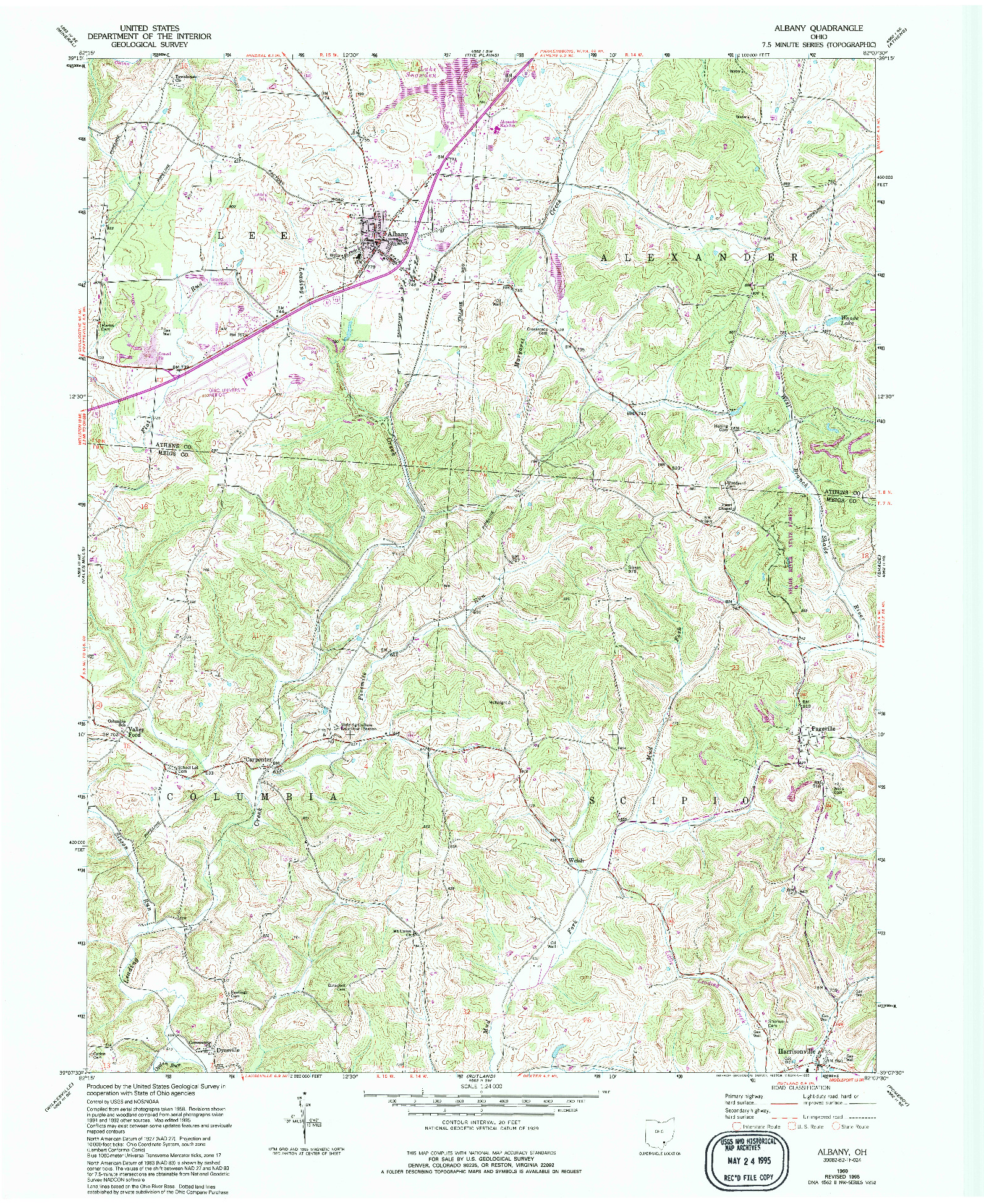 USGS 1:24000-SCALE QUADRANGLE FOR ALBANY, OH 1960