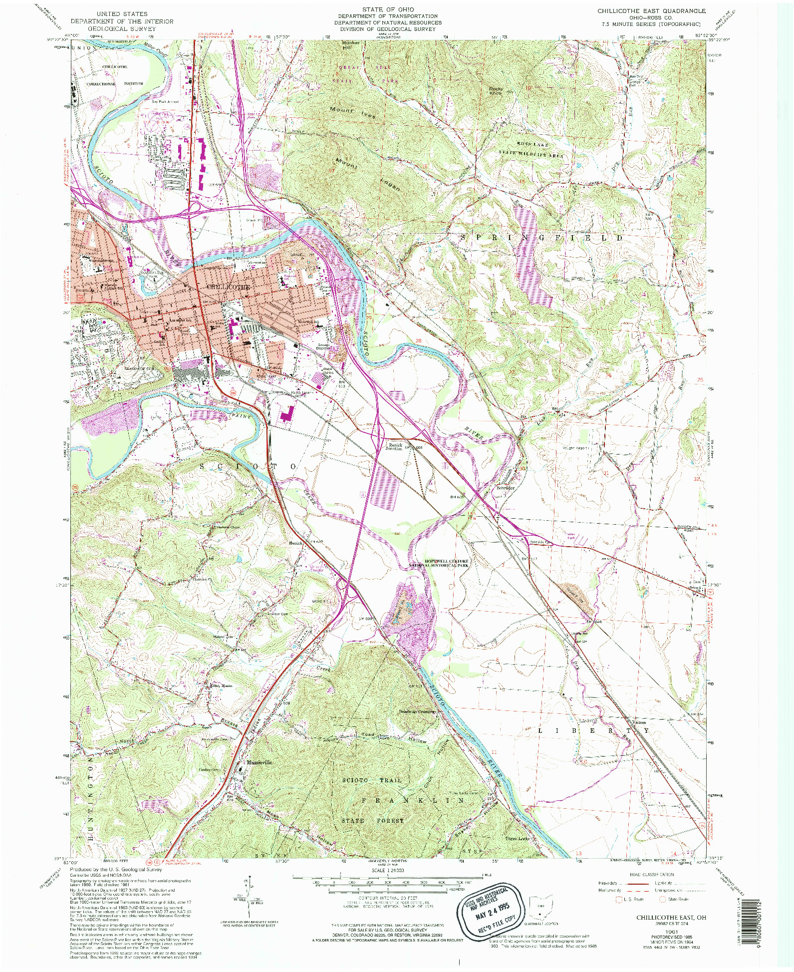 USGS 1:24000-SCALE QUADRANGLE FOR CHILLICOTHE EAST, OH 1961