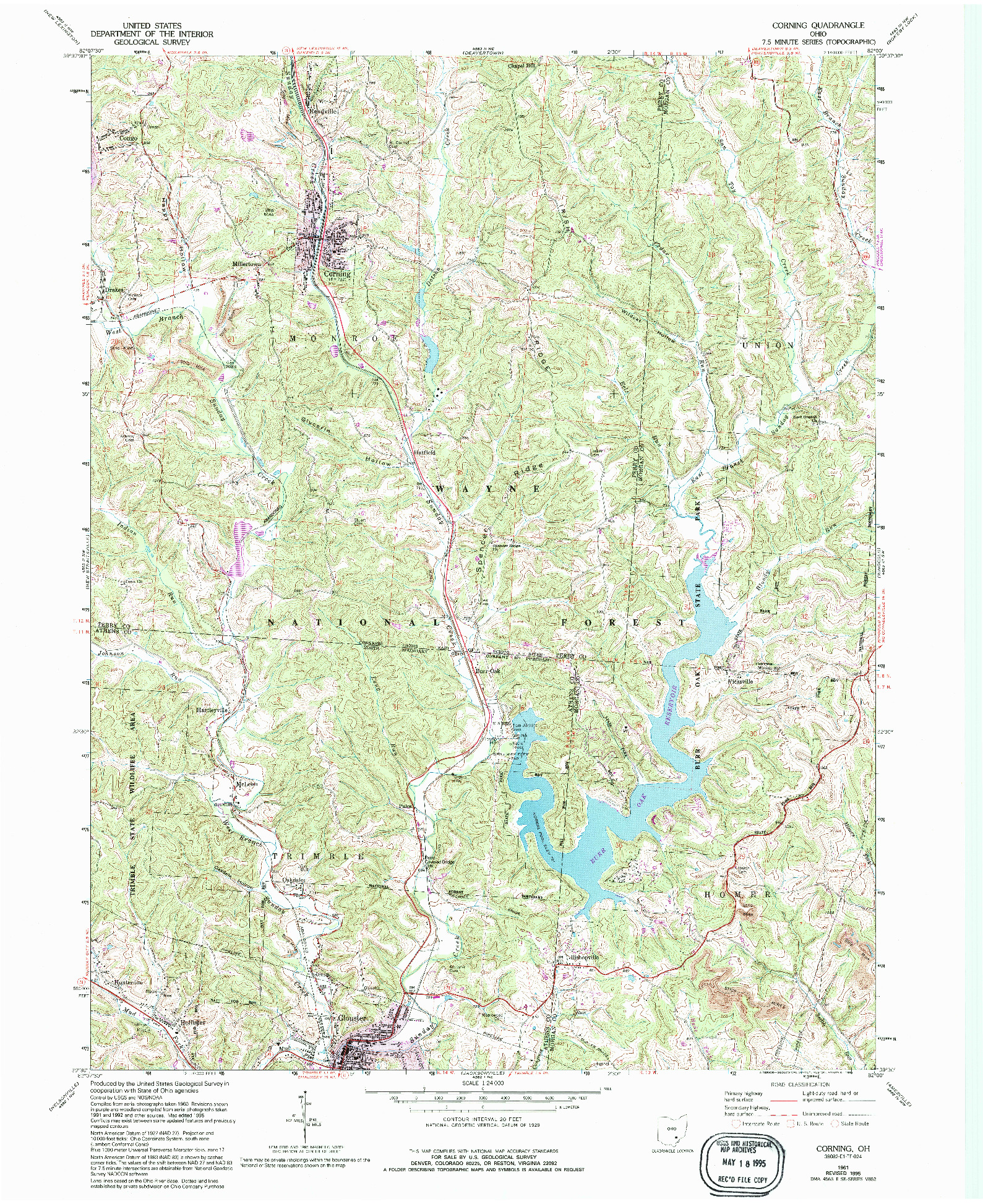 USGS 1:24000-SCALE QUADRANGLE FOR CORNING, OH 1961