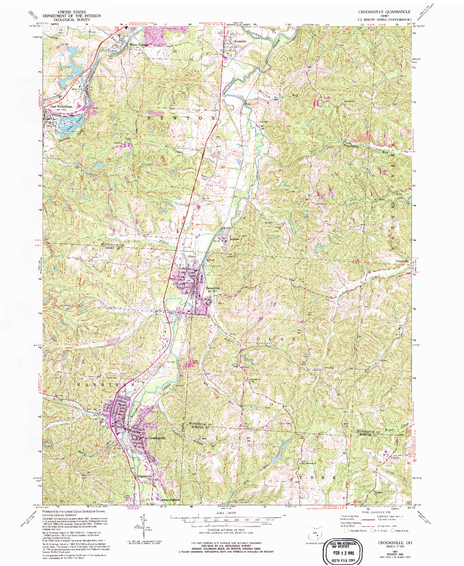 USGS 1:24000-SCALE QUADRANGLE FOR CROOKSVILLE, OH 1961