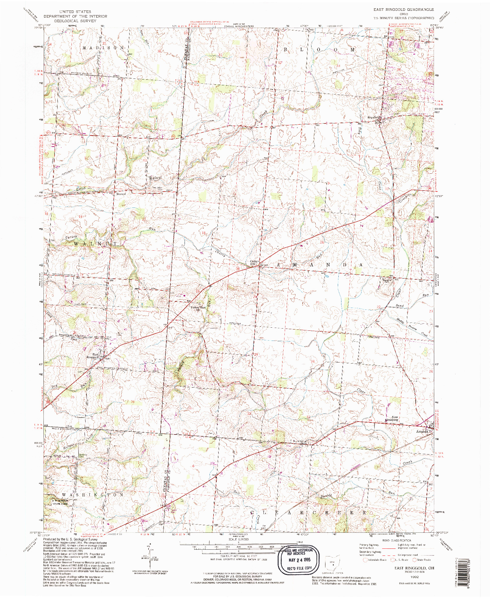 USGS 1:24000-SCALE QUADRANGLE FOR EAST RINGGOLD, OH 1992