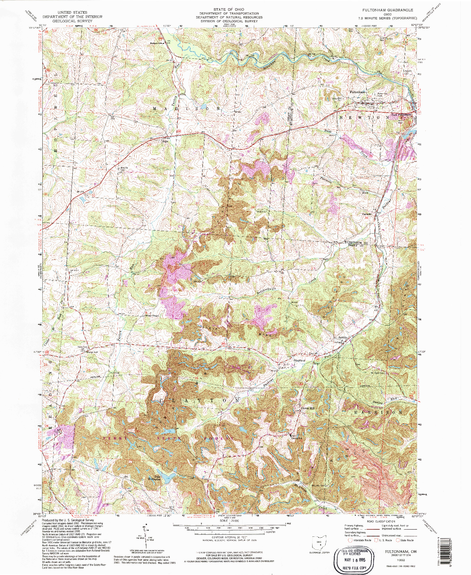 USGS 1:24000-SCALE QUADRANGLE FOR FULTONHAM, OH 1992