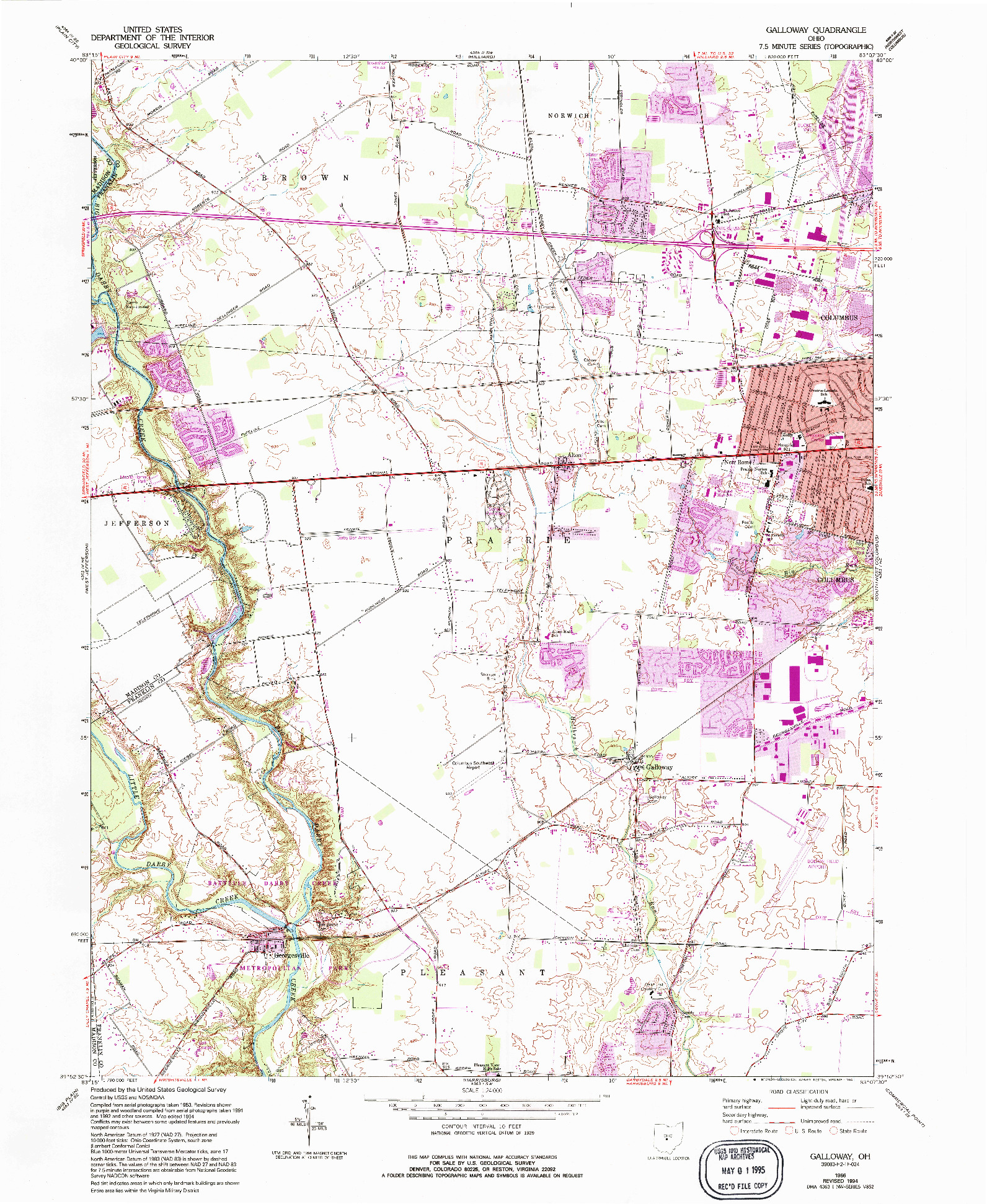 USGS 1:24000-SCALE QUADRANGLE FOR GALLOWAY, OH 1966