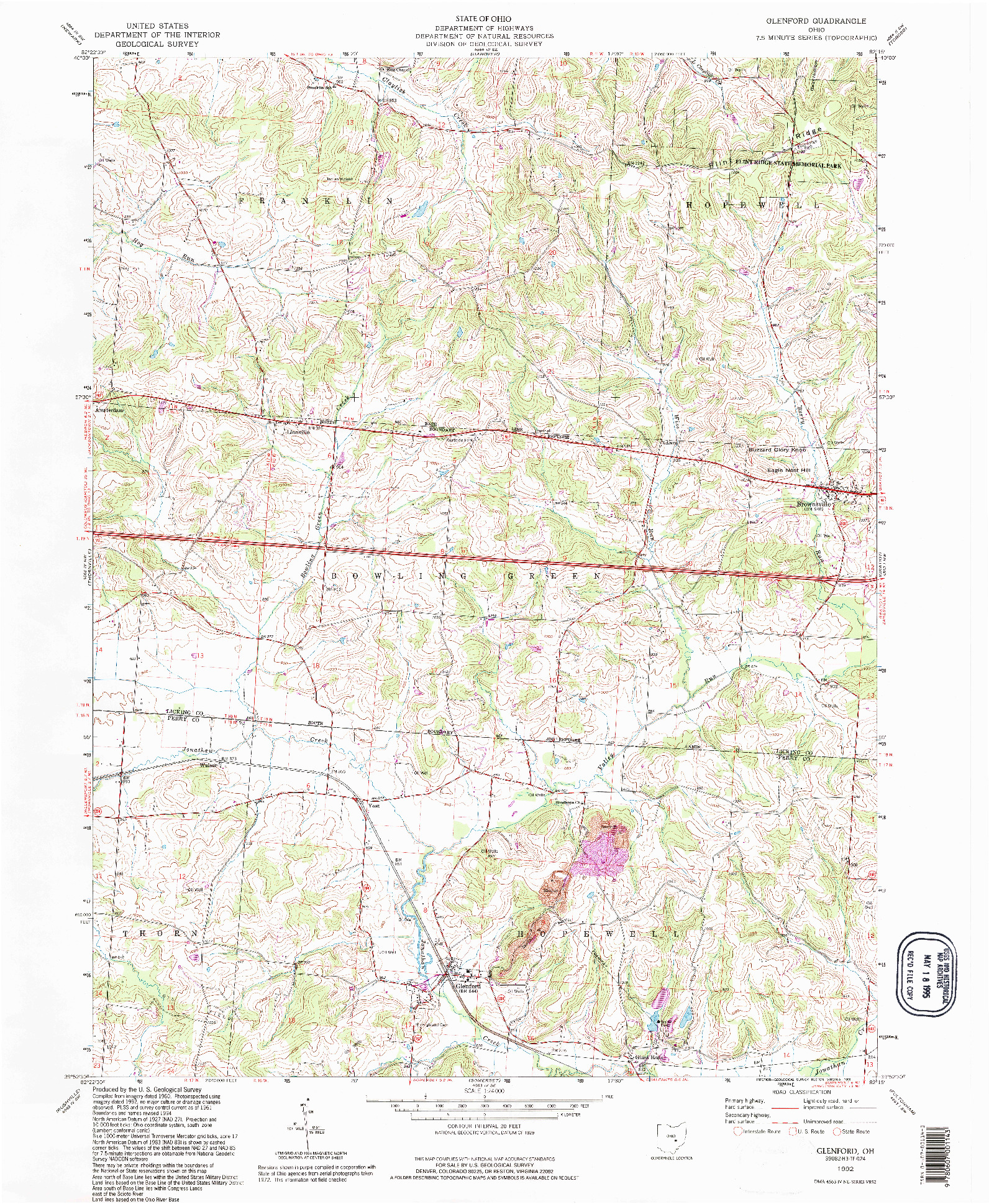 USGS 1:24000-SCALE QUADRANGLE FOR GLENFORD, OH 1992