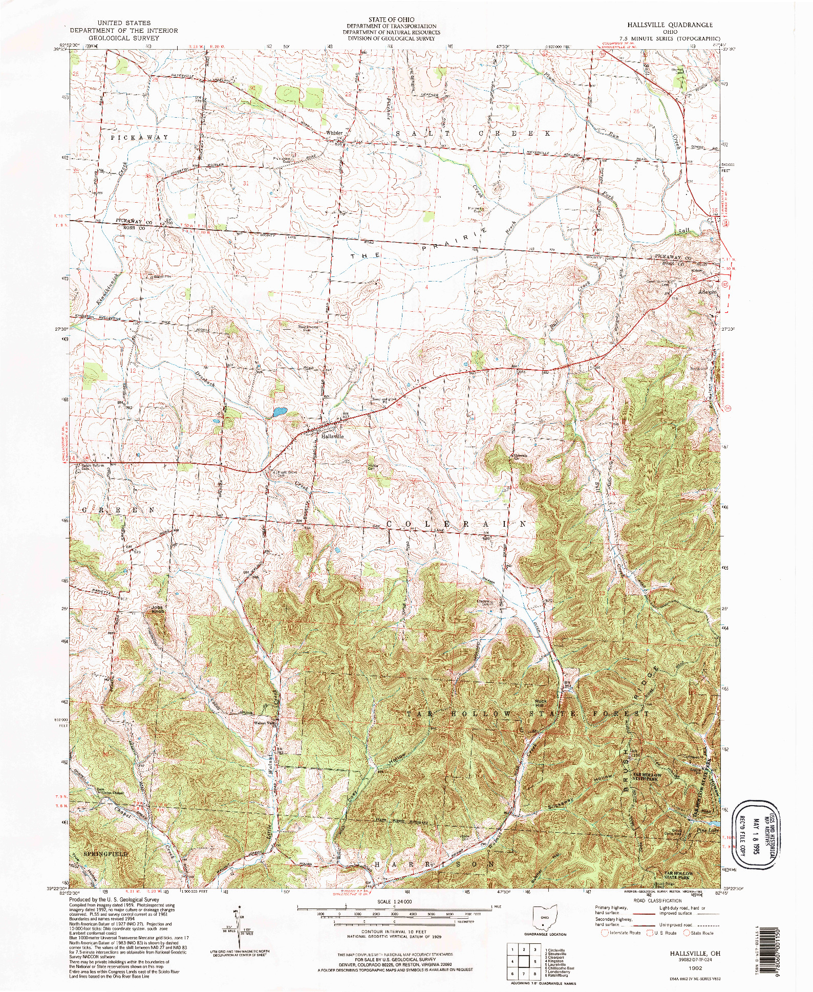 USGS 1:24000-SCALE QUADRANGLE FOR HALLSVILLE, OH 1992