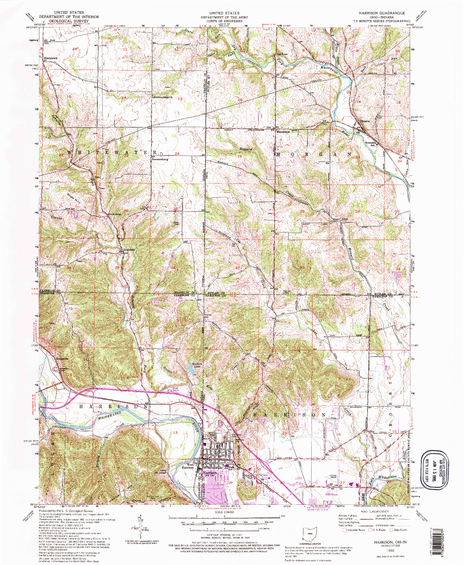 USGS 1:24000-SCALE QUADRANGLE FOR HARRISON, OH 1992
