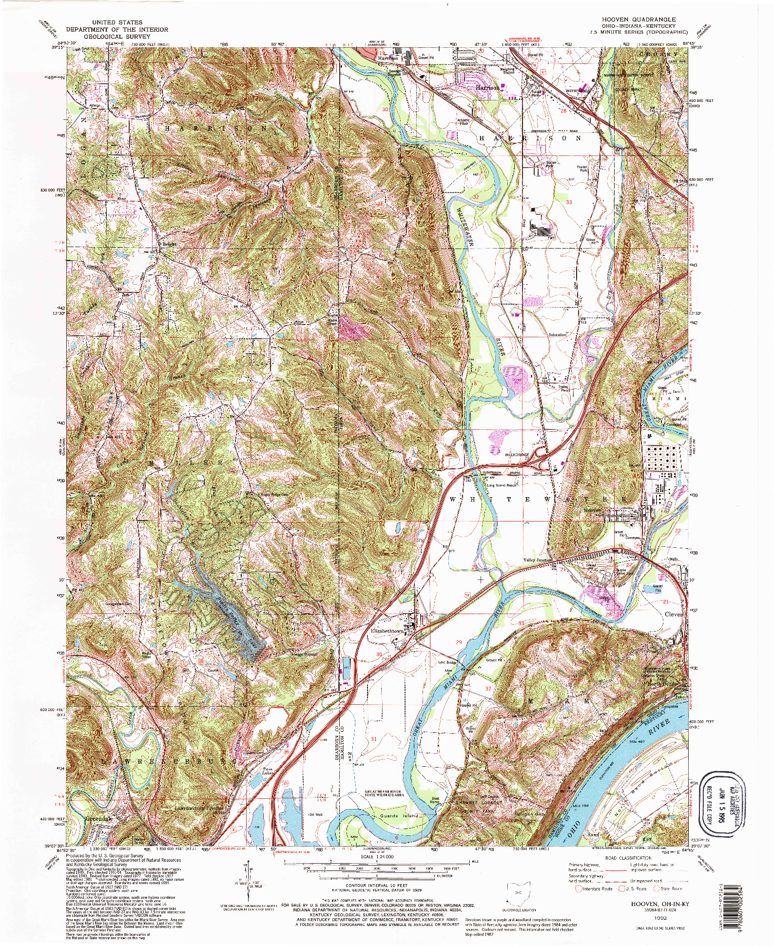 USGS 1:24000-SCALE QUADRANGLE FOR HOOVEN, OH 1992