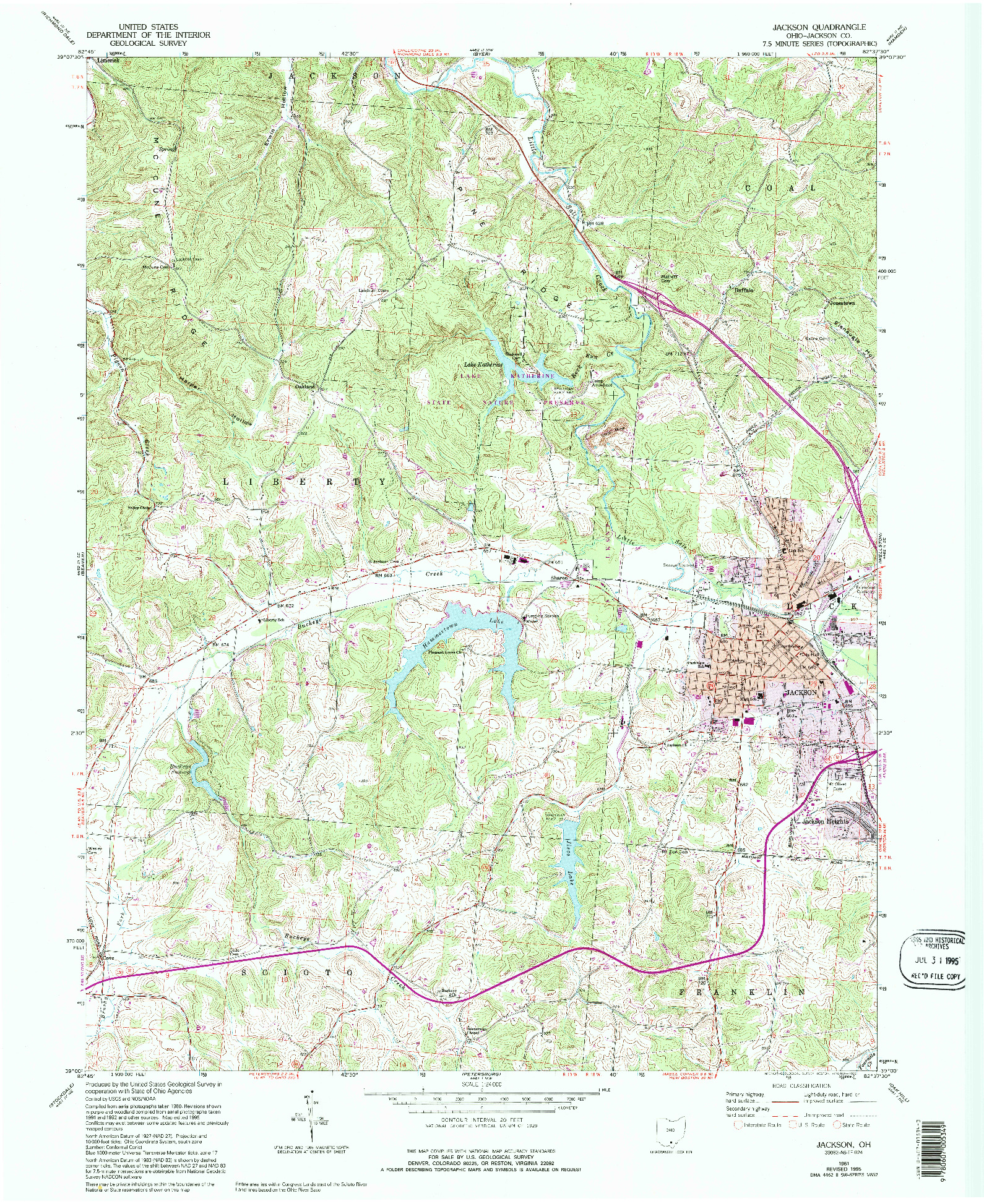 USGS 1:24000-SCALE QUADRANGLE FOR JACKSON, OH 1961