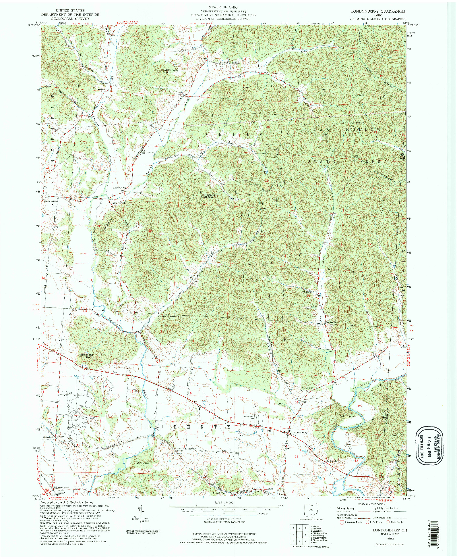 USGS 1:24000-SCALE QUADRANGLE FOR LONDONDERRY, OH 1992