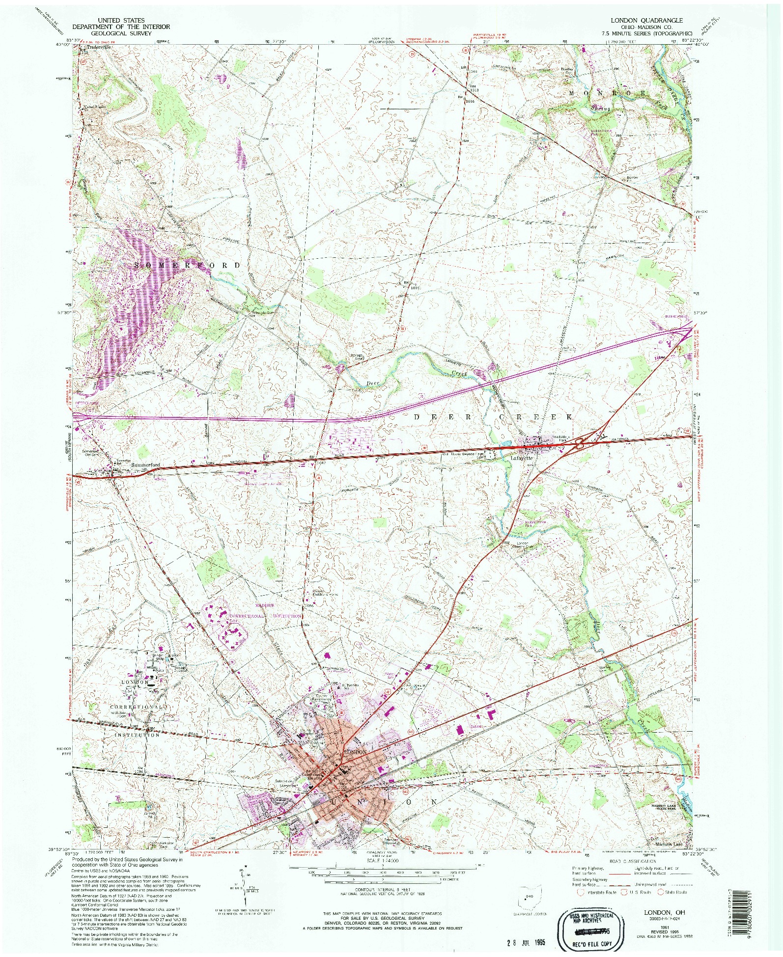 USGS 1:24000-SCALE QUADRANGLE FOR LONDON, OH 1961