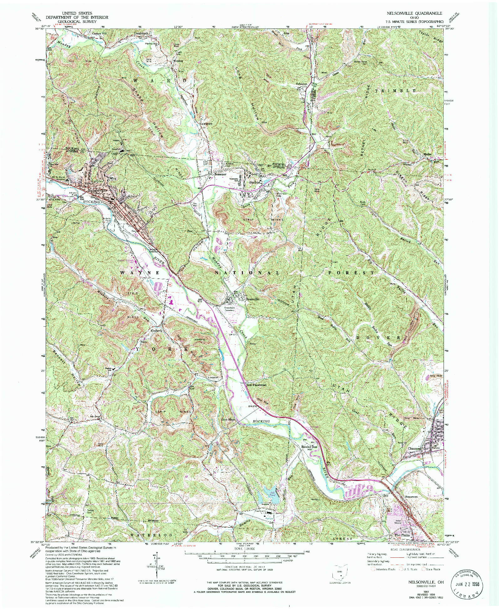 USGS 1:24000-SCALE QUADRANGLE FOR NELSONVILLE, OH 1961