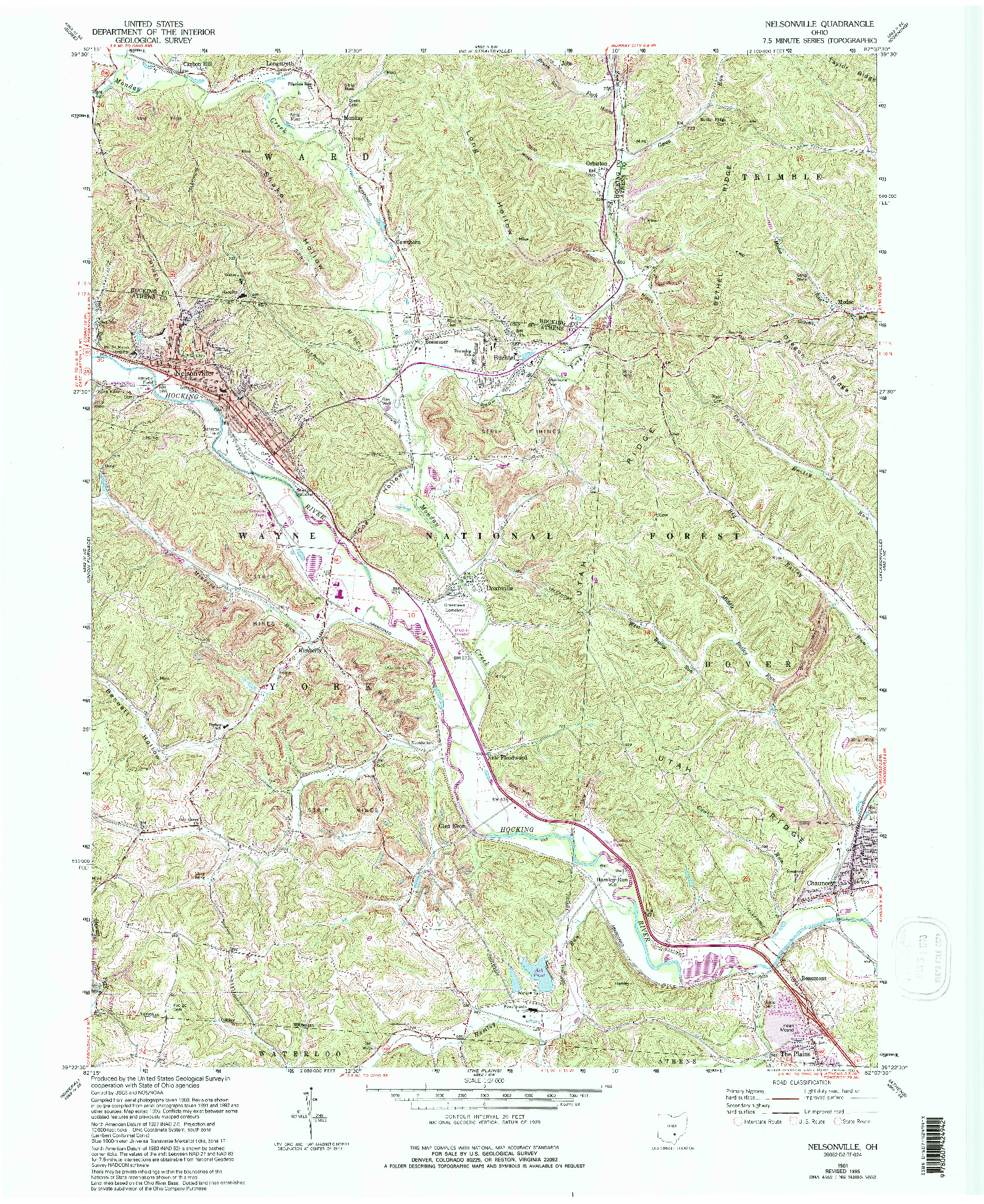 USGS 1:24000-SCALE QUADRANGLE FOR NELSONVILLE, OH 1961