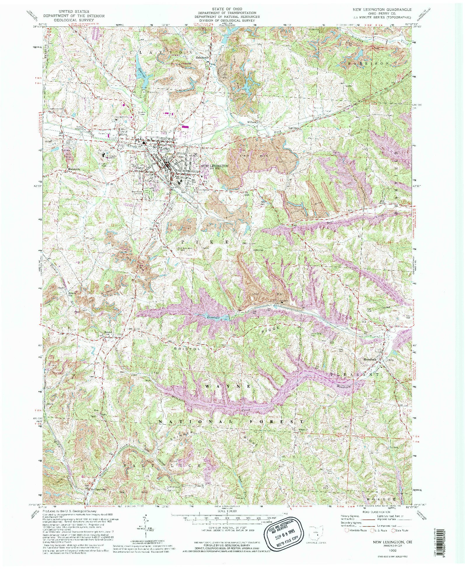 USGS 1:24000-SCALE QUADRANGLE FOR NEW LEXINGTON, OH 1992
