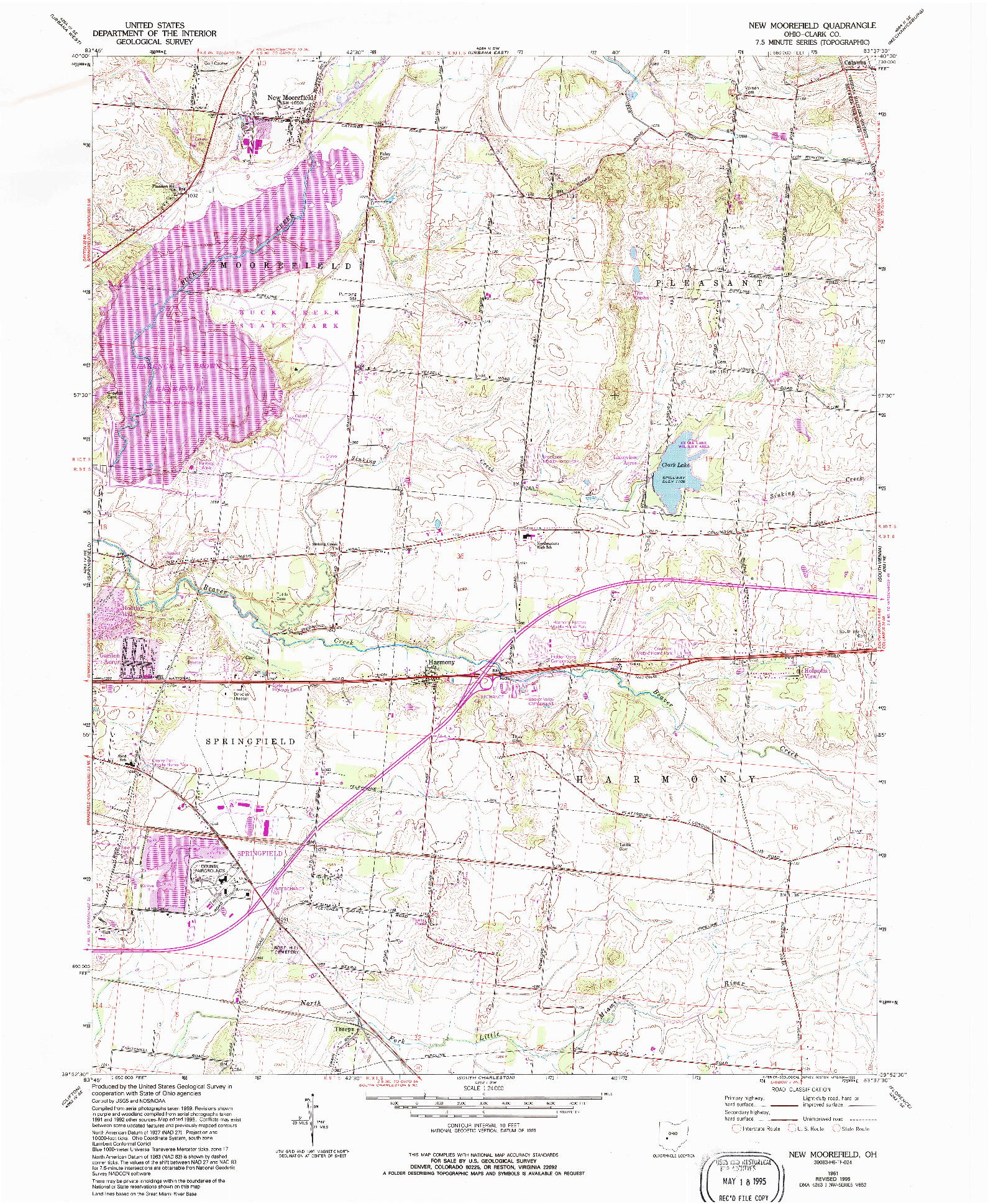USGS 1:24000-SCALE QUADRANGLE FOR NEW MOOREFIELD, OH 1961