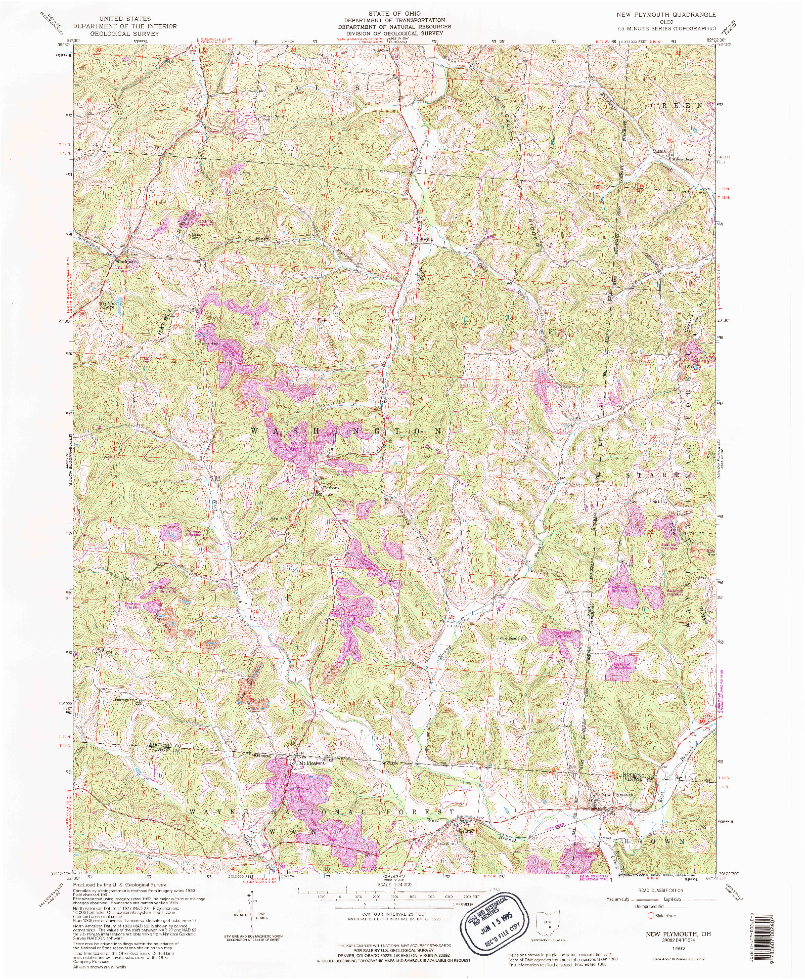 USGS 1:24000-SCALE QUADRANGLE FOR NEW PLYMOUTH, OH 1992