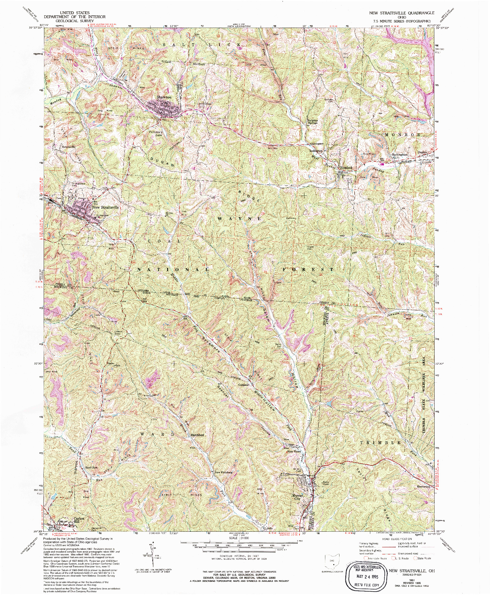 USGS 1:24000-SCALE QUADRANGLE FOR NEW STRAITSVILLE, OH 1961