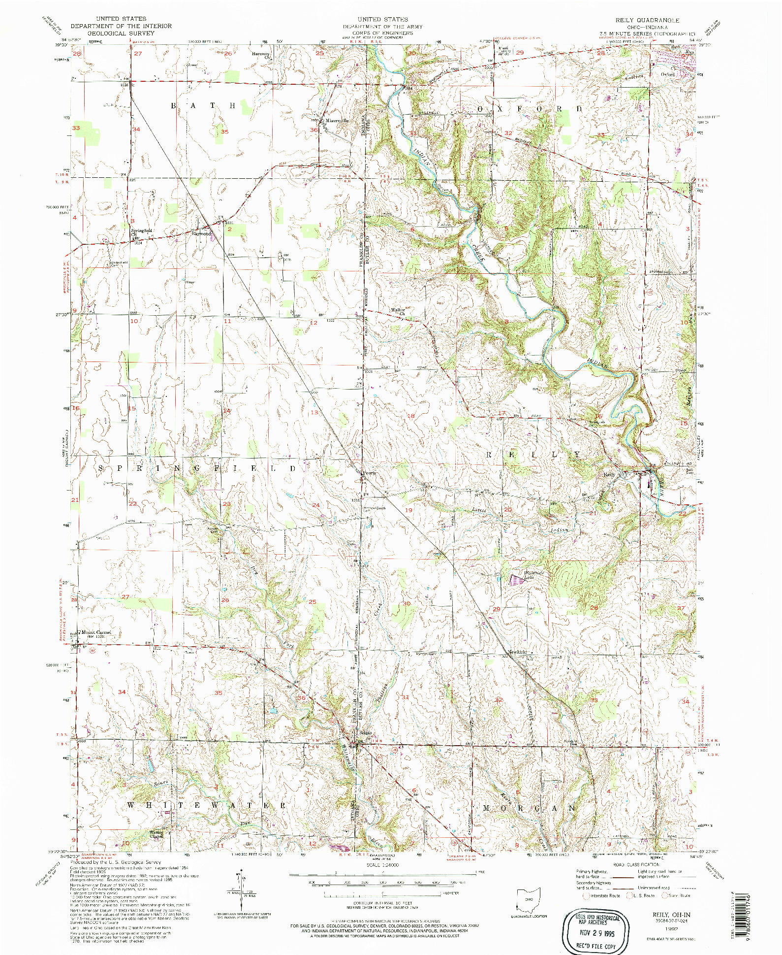 USGS 1:24000-SCALE QUADRANGLE FOR REILY, OH 1992