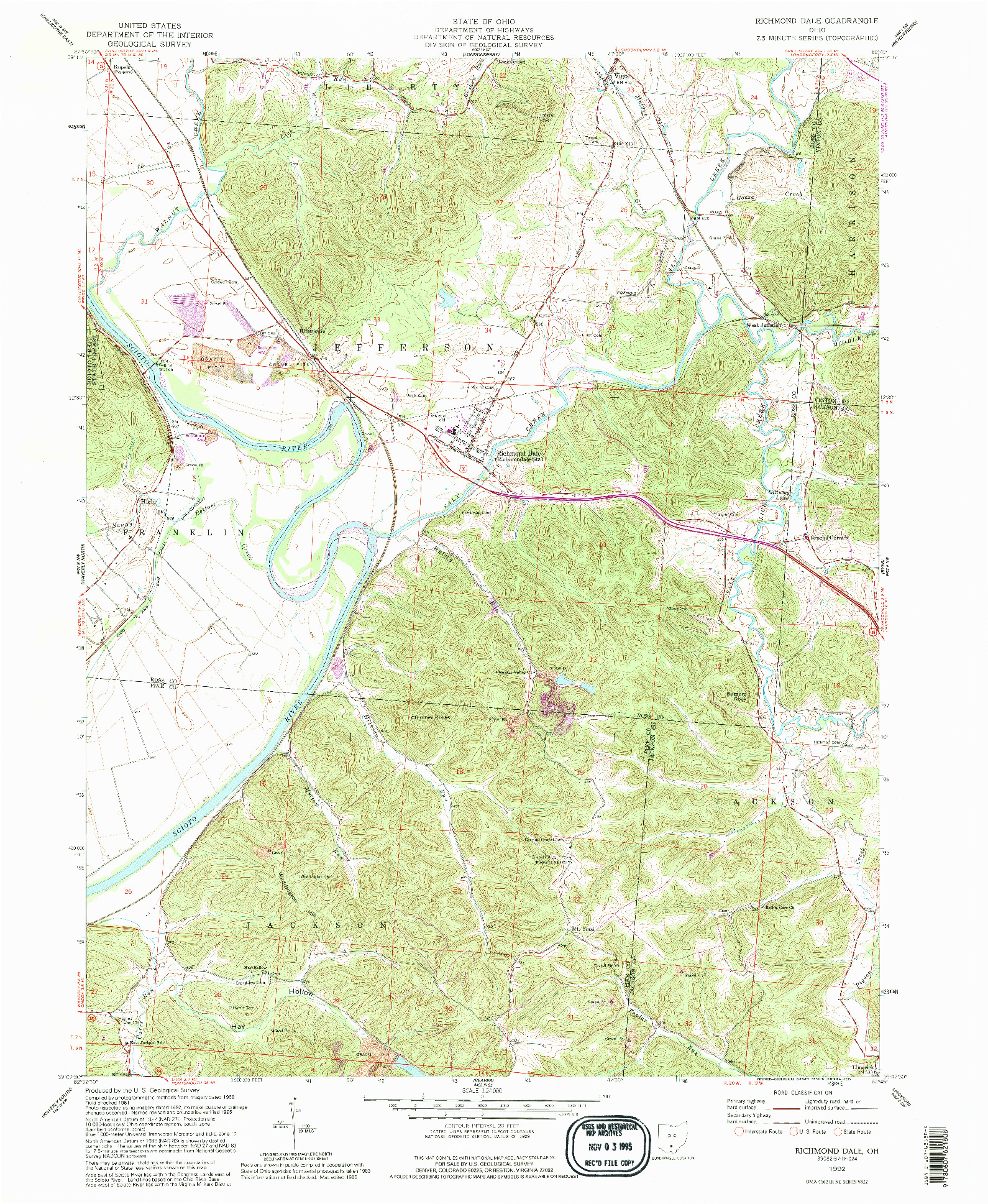 USGS 1:24000-SCALE QUADRANGLE FOR RICHMOND DALE, OH 1992