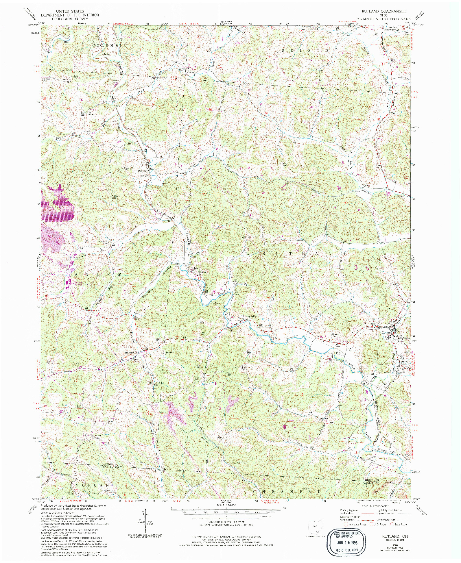 USGS 1:24000-SCALE QUADRANGLE FOR RUTLAND, OH 1960