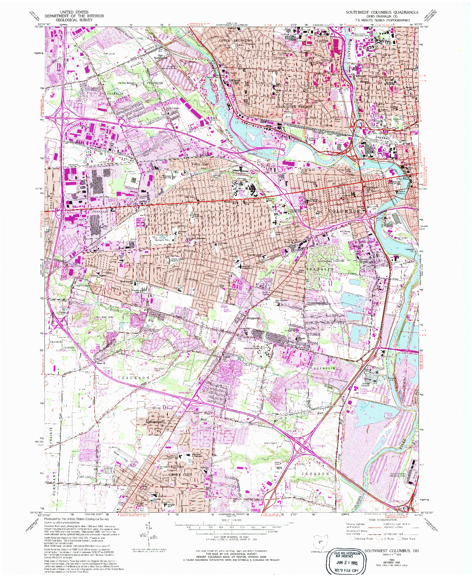 USGS 1:24000-SCALE QUADRANGLE FOR SOUTHWEST COLUMBUS, OH 1965