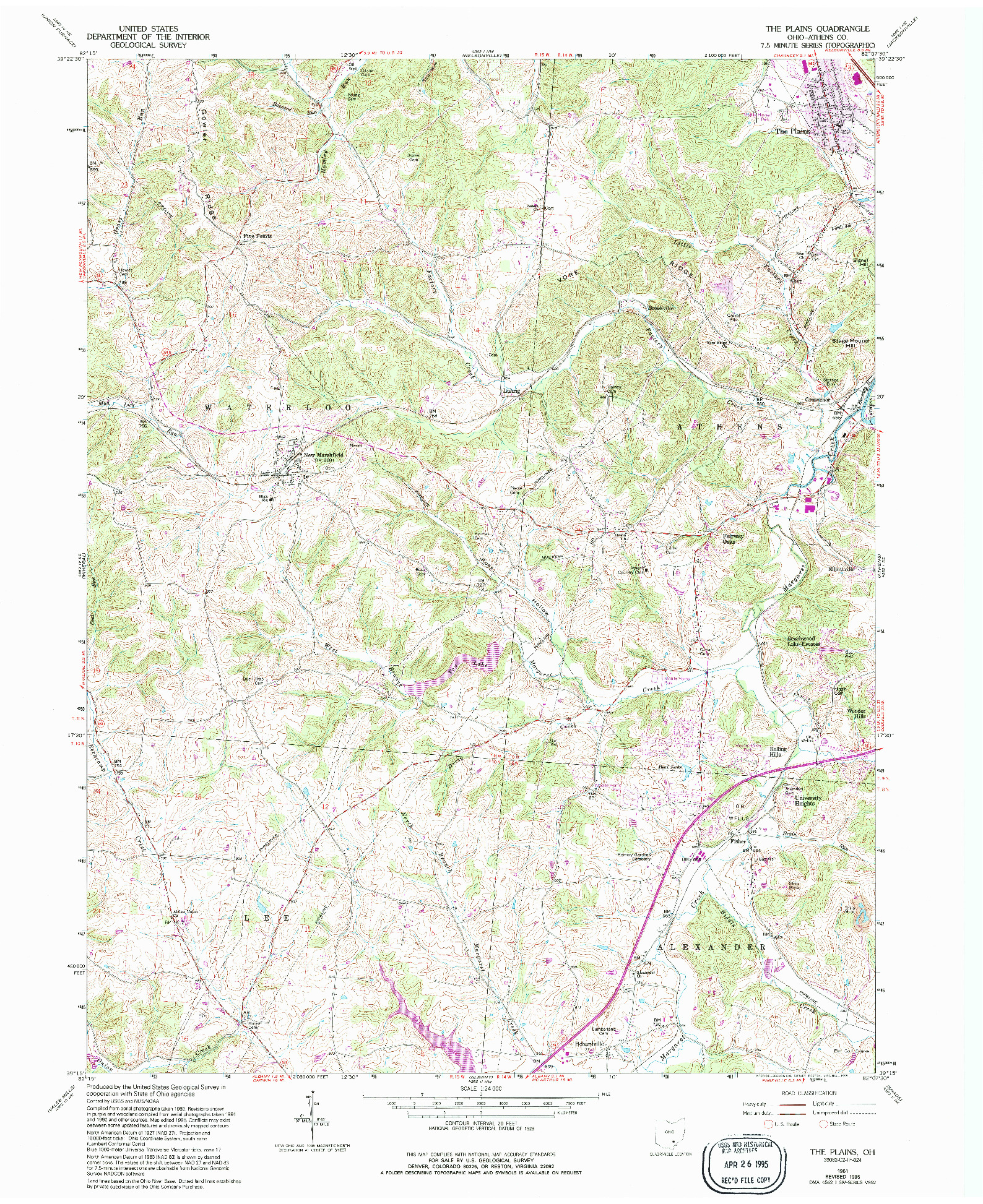 USGS 1:24000-SCALE QUADRANGLE FOR THE PLAINS, OH 1961