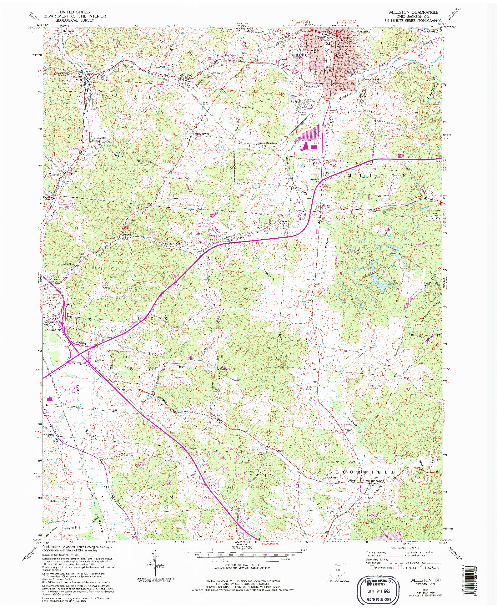 USGS 1:24000-SCALE QUADRANGLE FOR WELLSTON, OH 1961