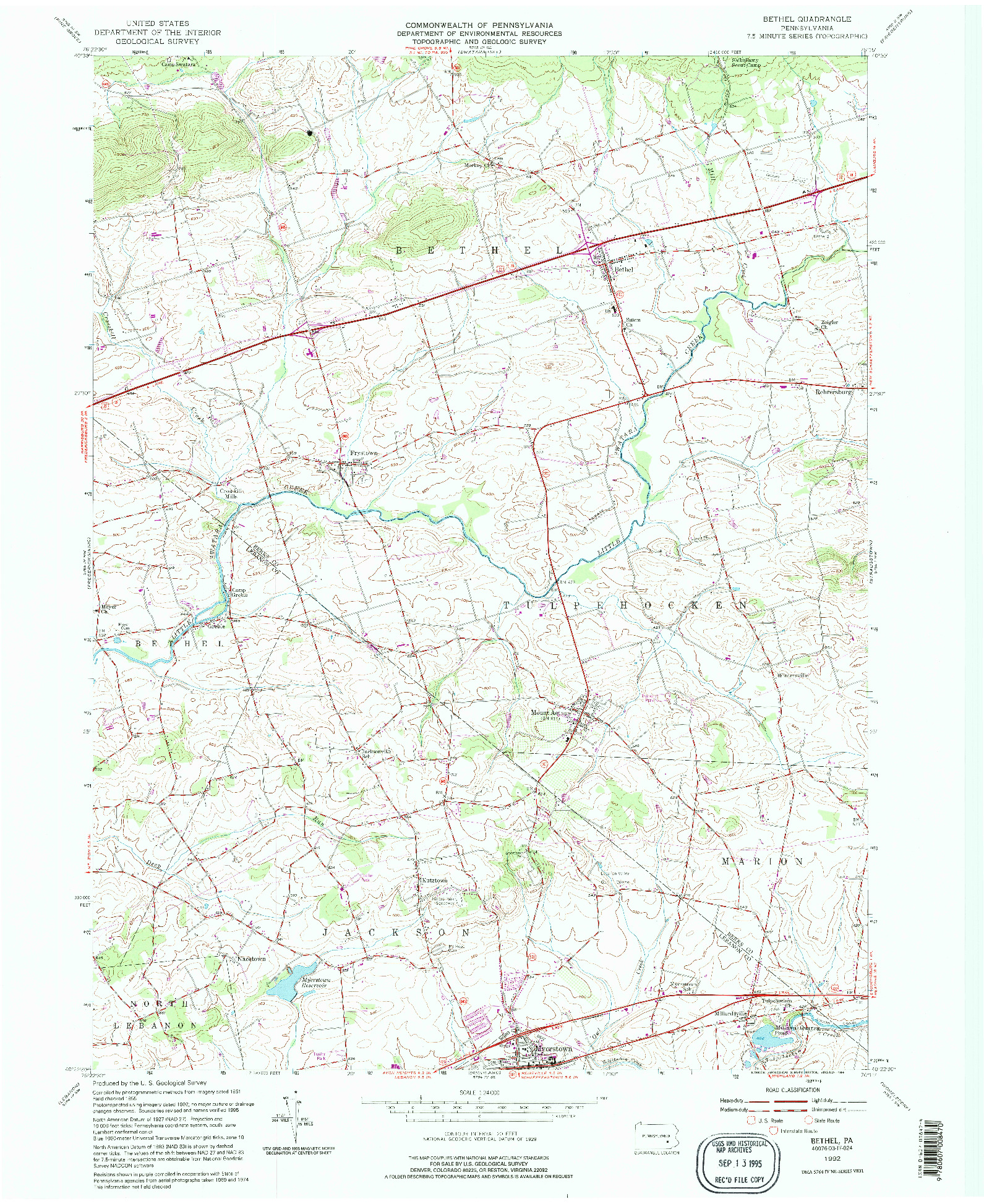 USGS 1:24000-SCALE QUADRANGLE FOR BETHEL, PA 1992