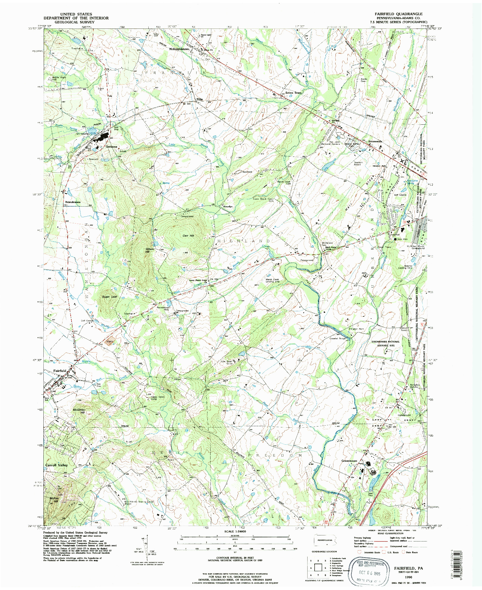 USGS 1:24000-SCALE QUADRANGLE FOR FAIRFIELD, PA 1990