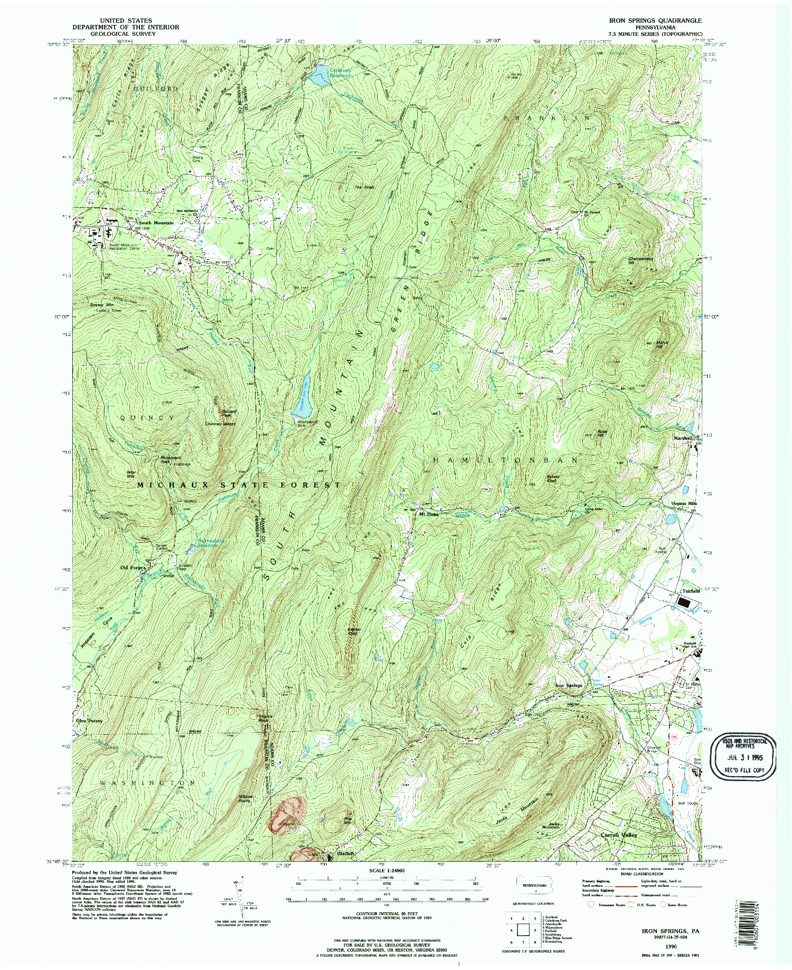 USGS 1:24000-SCALE QUADRANGLE FOR IRON SPRINGS, PA 1990