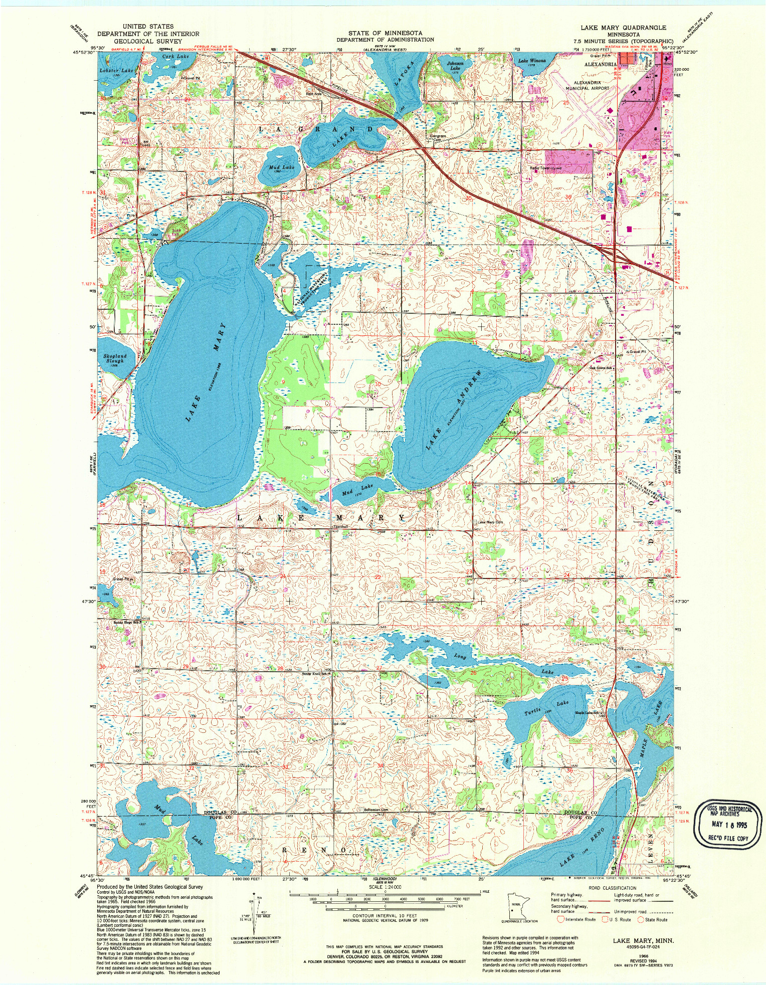 USGS 1:24000-SCALE QUADRANGLE FOR LAKE MARY, MN 1966