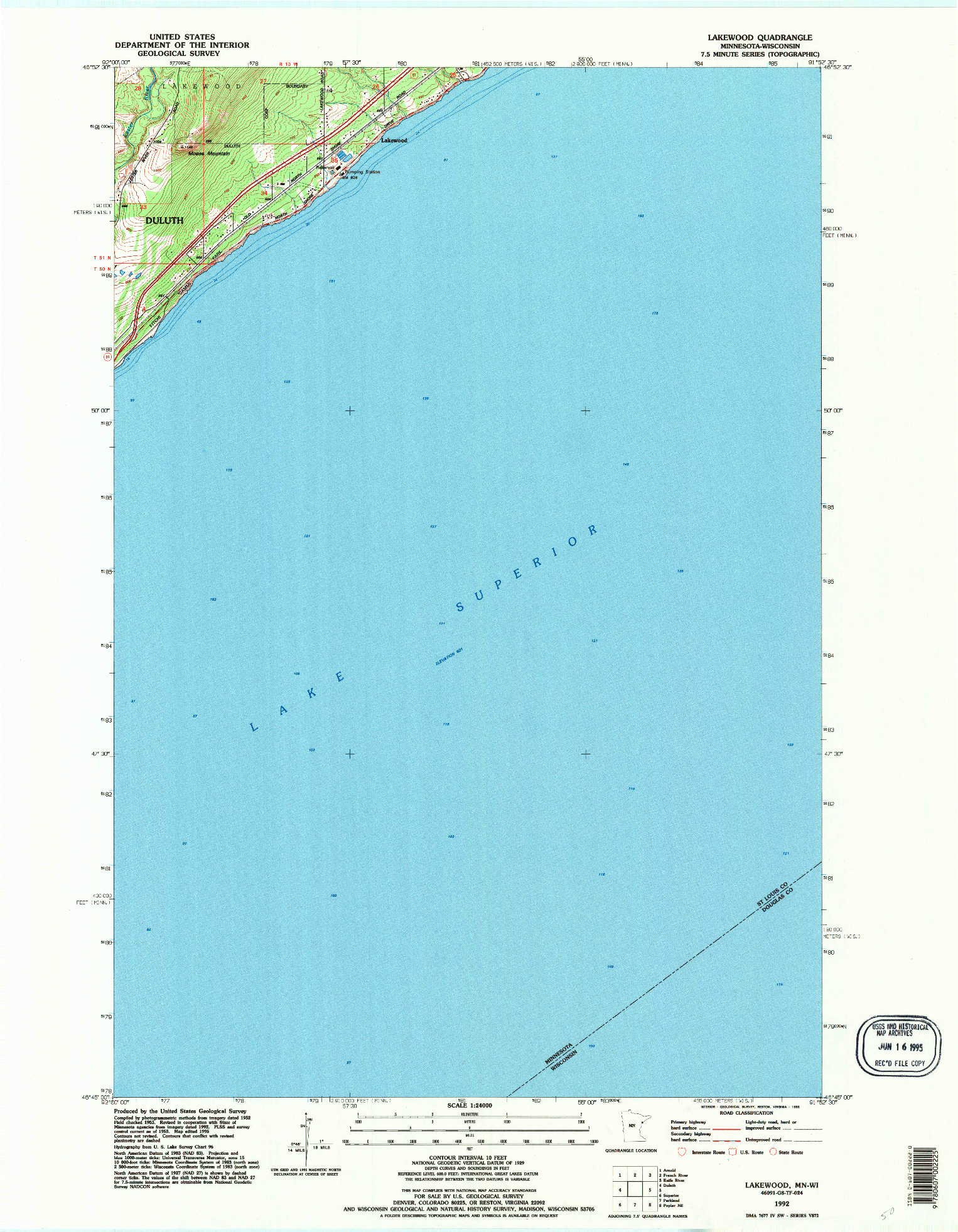 USGS 1:24000-SCALE QUADRANGLE FOR LAKEWOOD, MN 1992