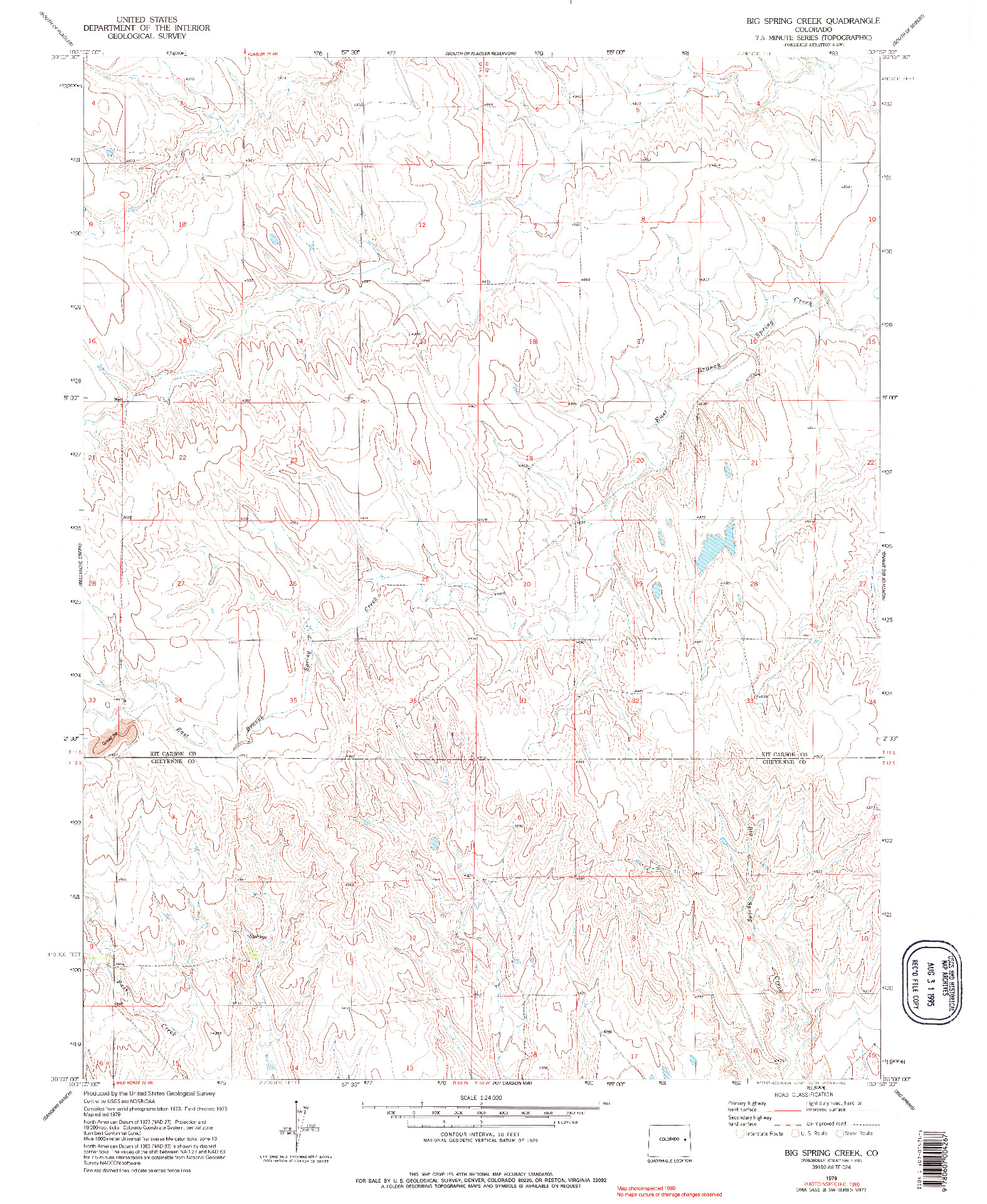 USGS 1:24000-SCALE QUADRANGLE FOR BIG SPRING CREEK, CO 1979