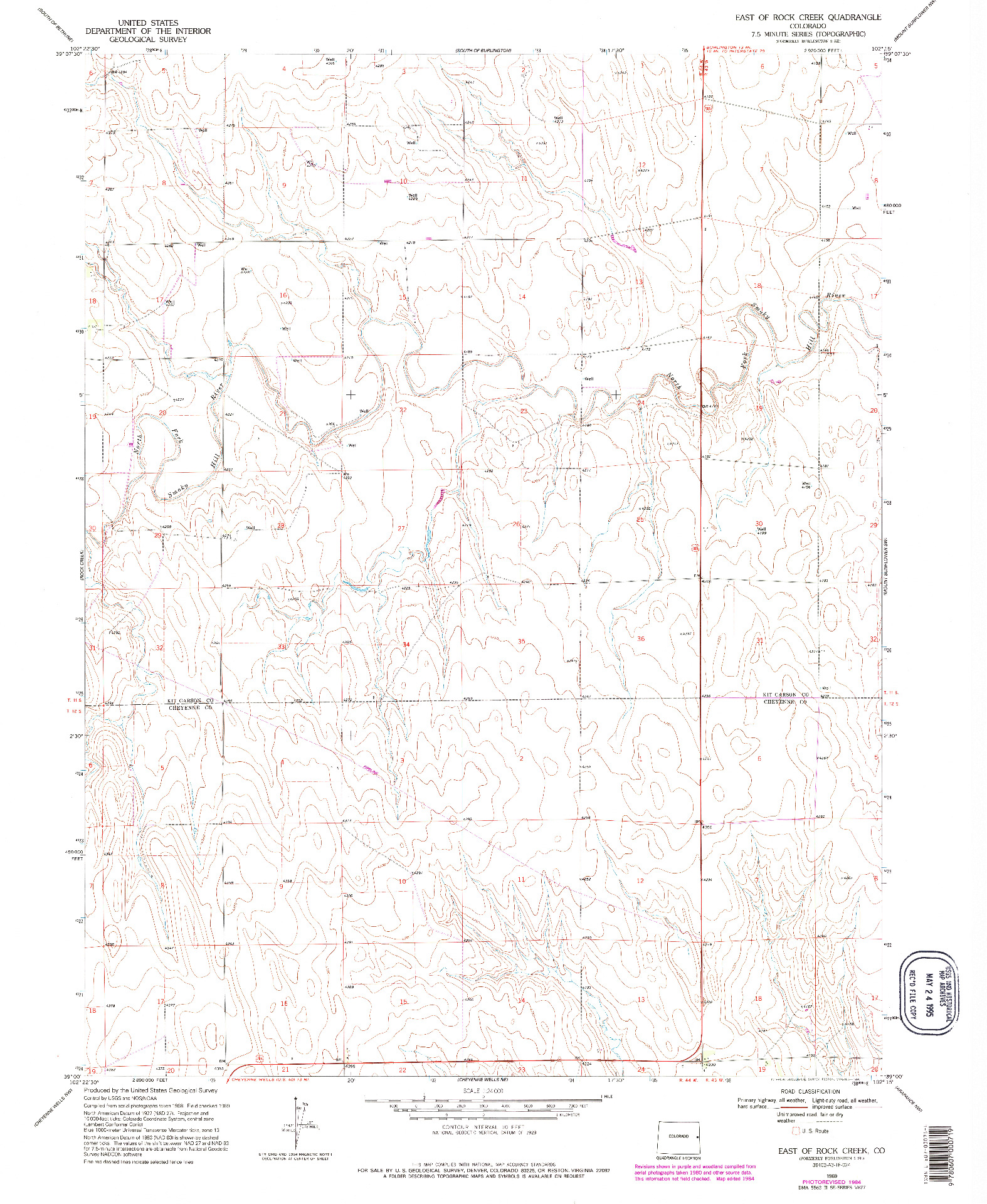 USGS 1:24000-SCALE QUADRANGLE FOR EAST OF ROCK CREEK, CO 1969