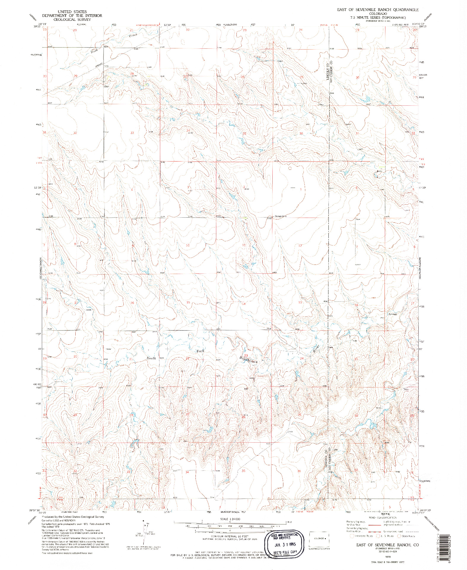 USGS 1:24000-SCALE QUADRANGLE FOR EAST OF SEVENMILE RANCH, CO 1979