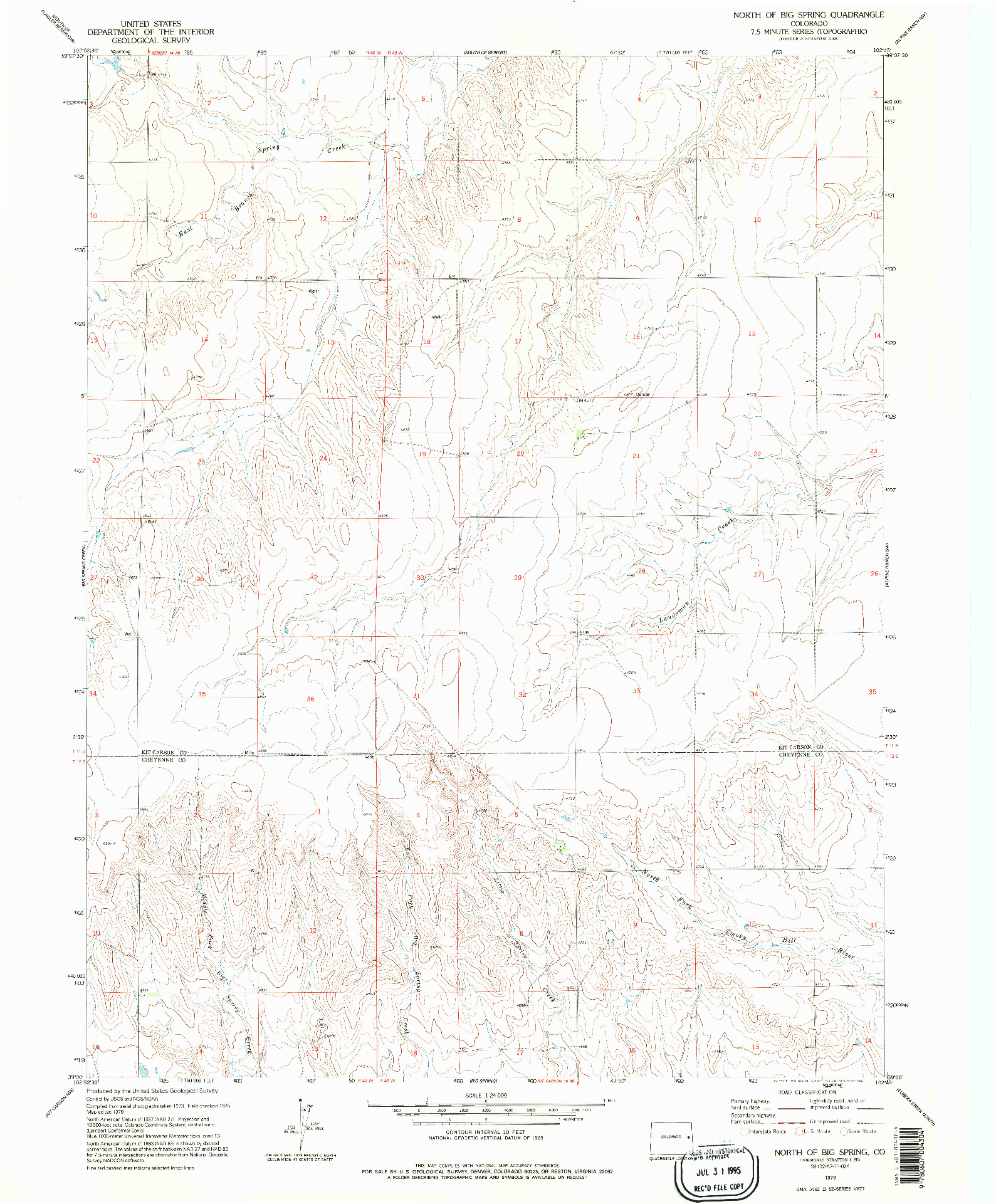 USGS 1:24000-SCALE QUADRANGLE FOR NORTH OF BIG SPRING, CO 1979