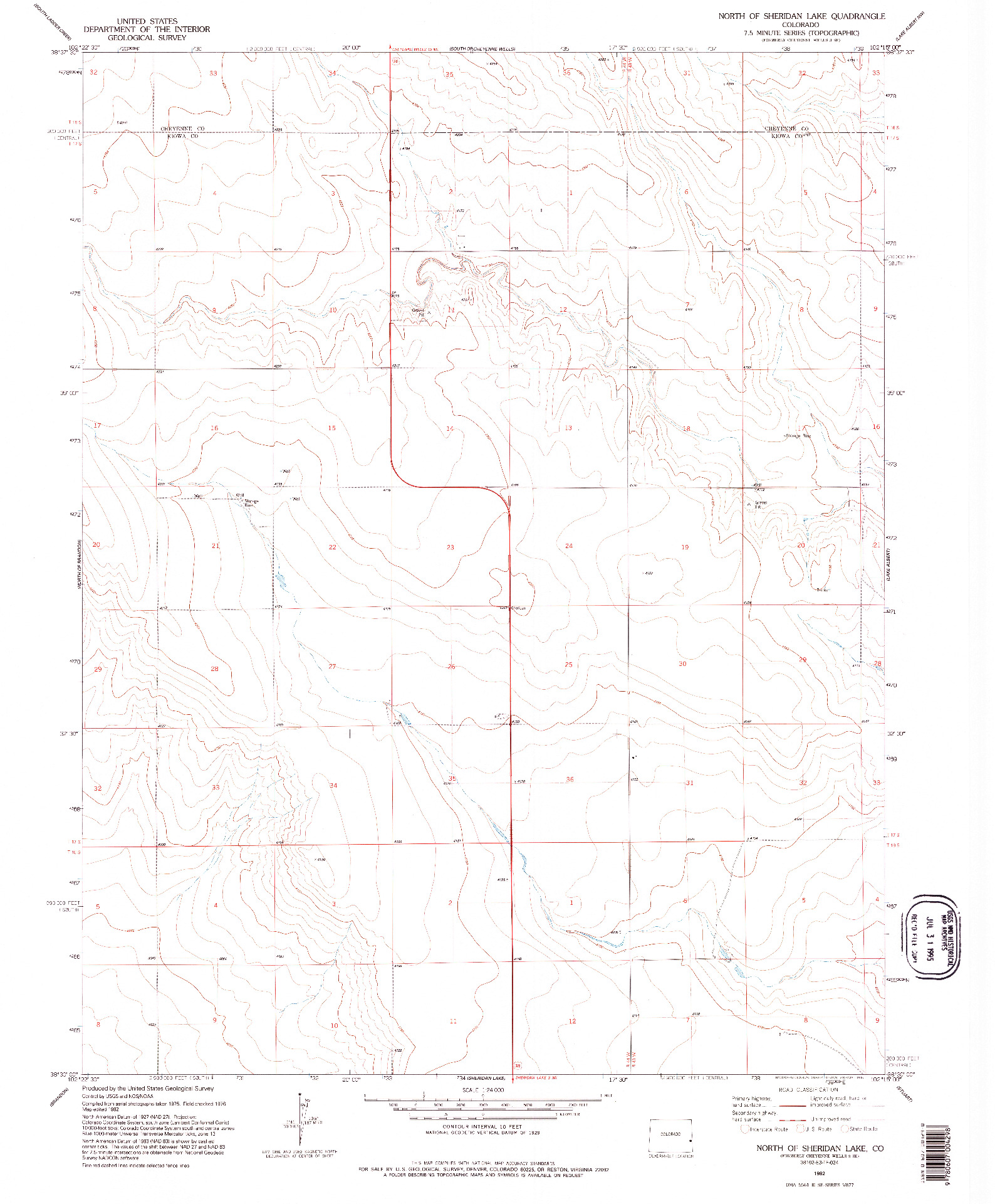 USGS 1:24000-SCALE QUADRANGLE FOR NORTH OF SHERIDAN LAKE, CO 1982