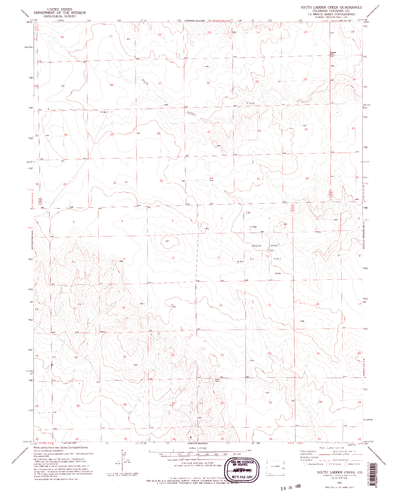 USGS 1:24000-SCALE QUADRANGLE FOR SOUTH LADDER CREEK, CO 1982