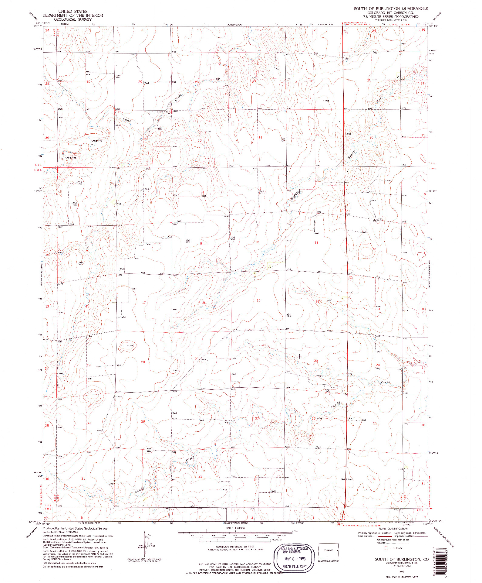 USGS 1:24000-SCALE QUADRANGLE FOR SOUTH OF BURLINGTON, CO 1970