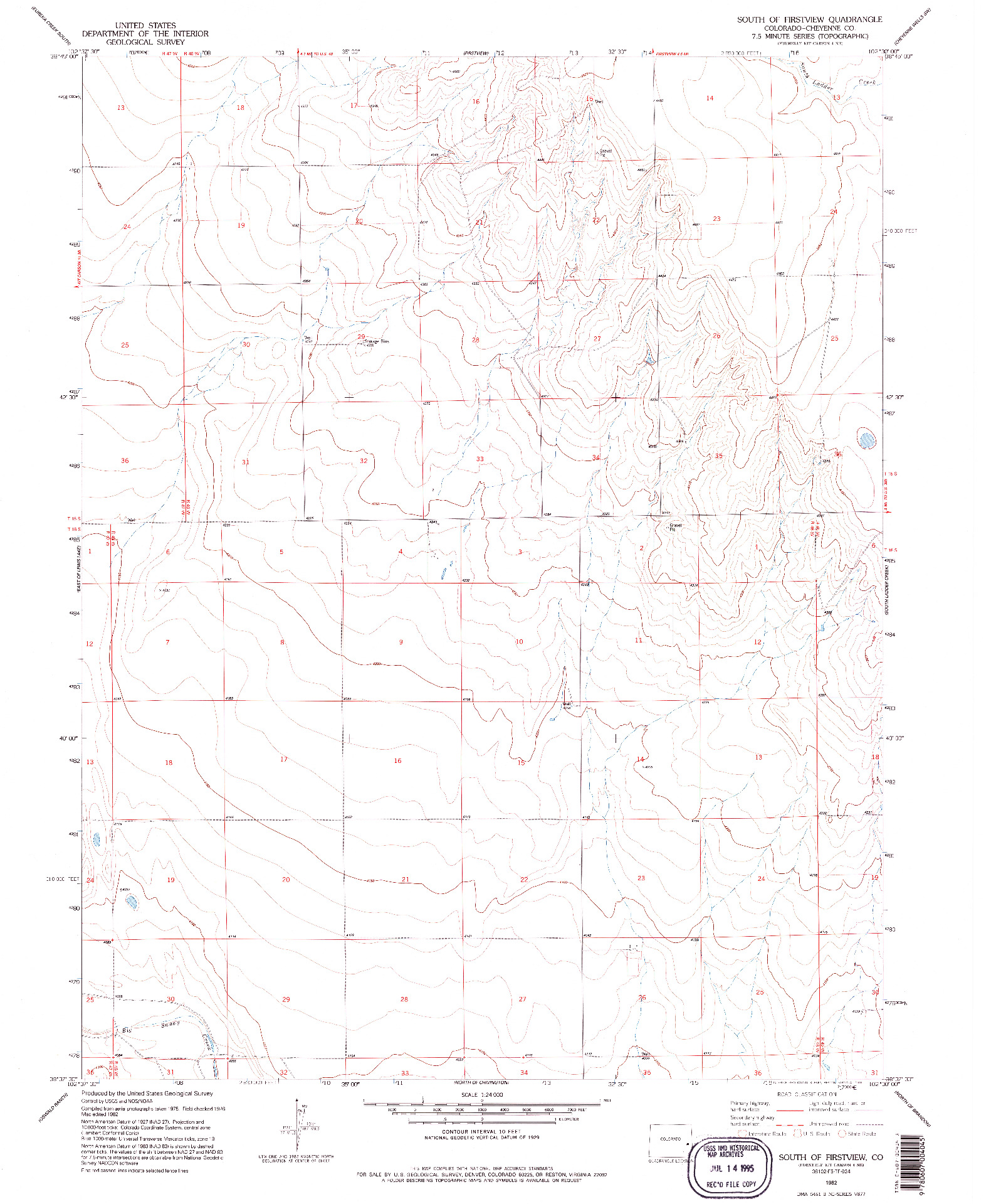 USGS 1:24000-SCALE QUADRANGLE FOR SOUTH OF FIRSTVIEW, CO 1982