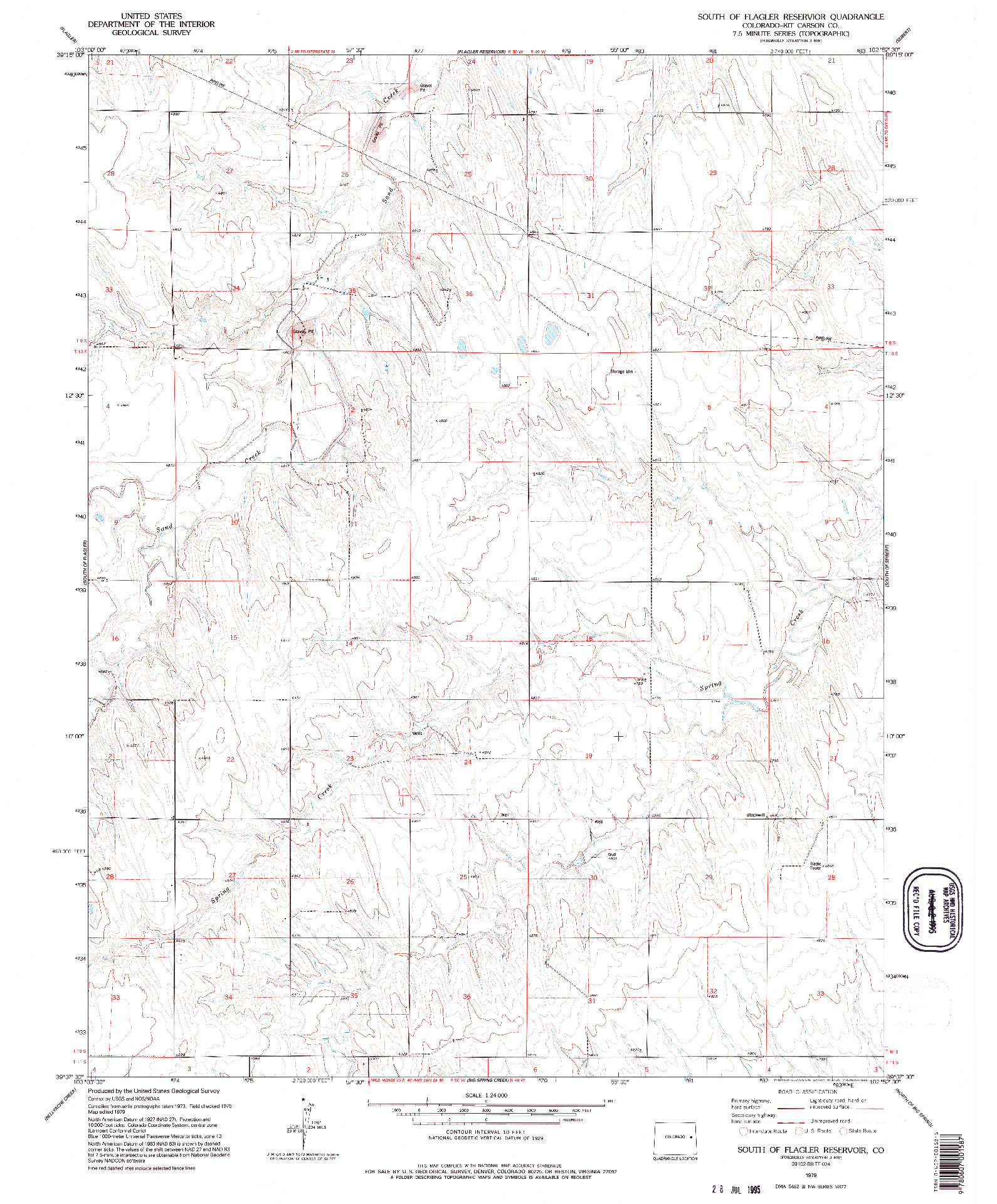 USGS 1:24000-SCALE QUADRANGLE FOR SOUTH OF FLAGLER RESERVOIR, CO 1979