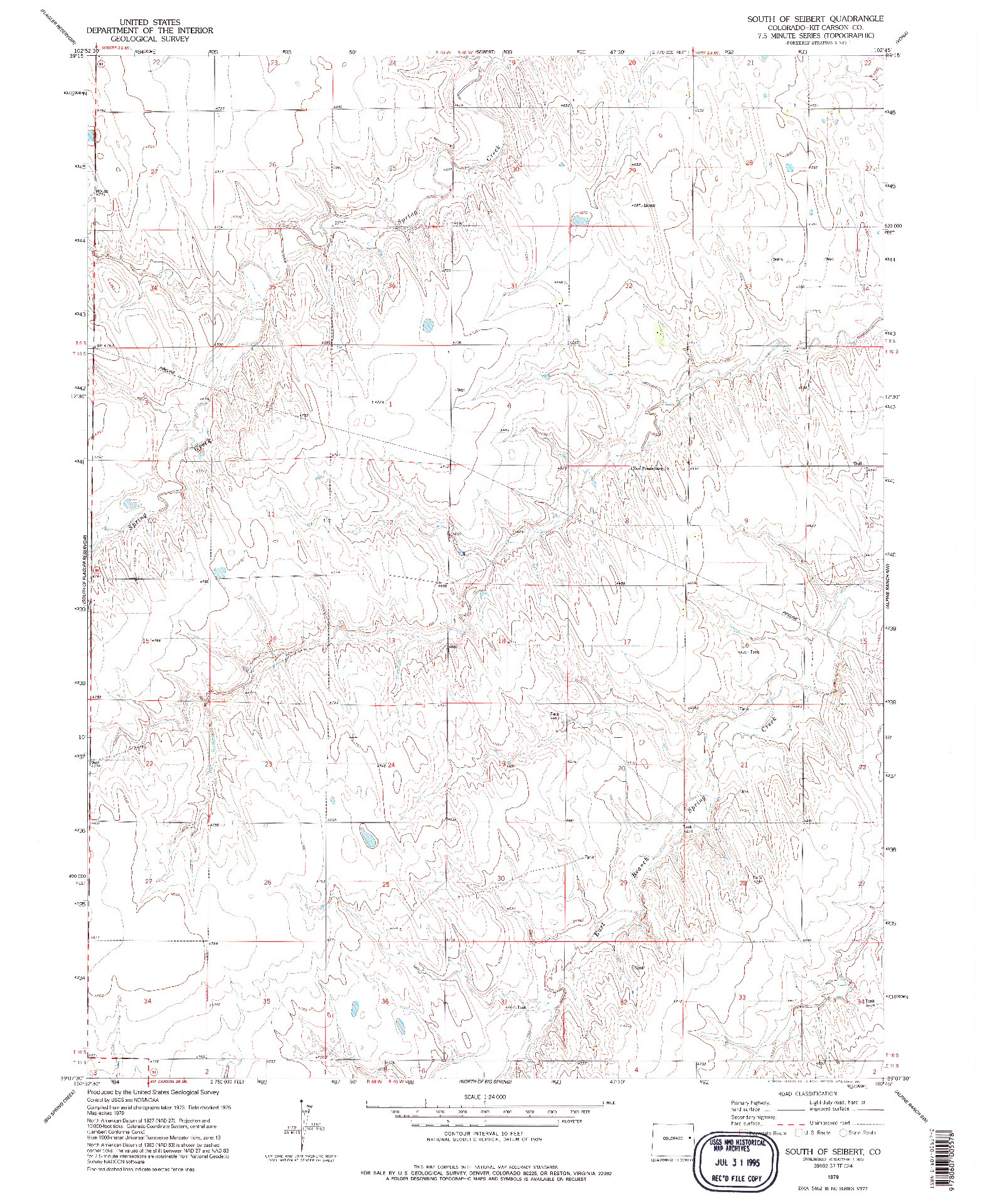 USGS 1:24000-SCALE QUADRANGLE FOR SOUTH OF SEIBERT, CO 1979