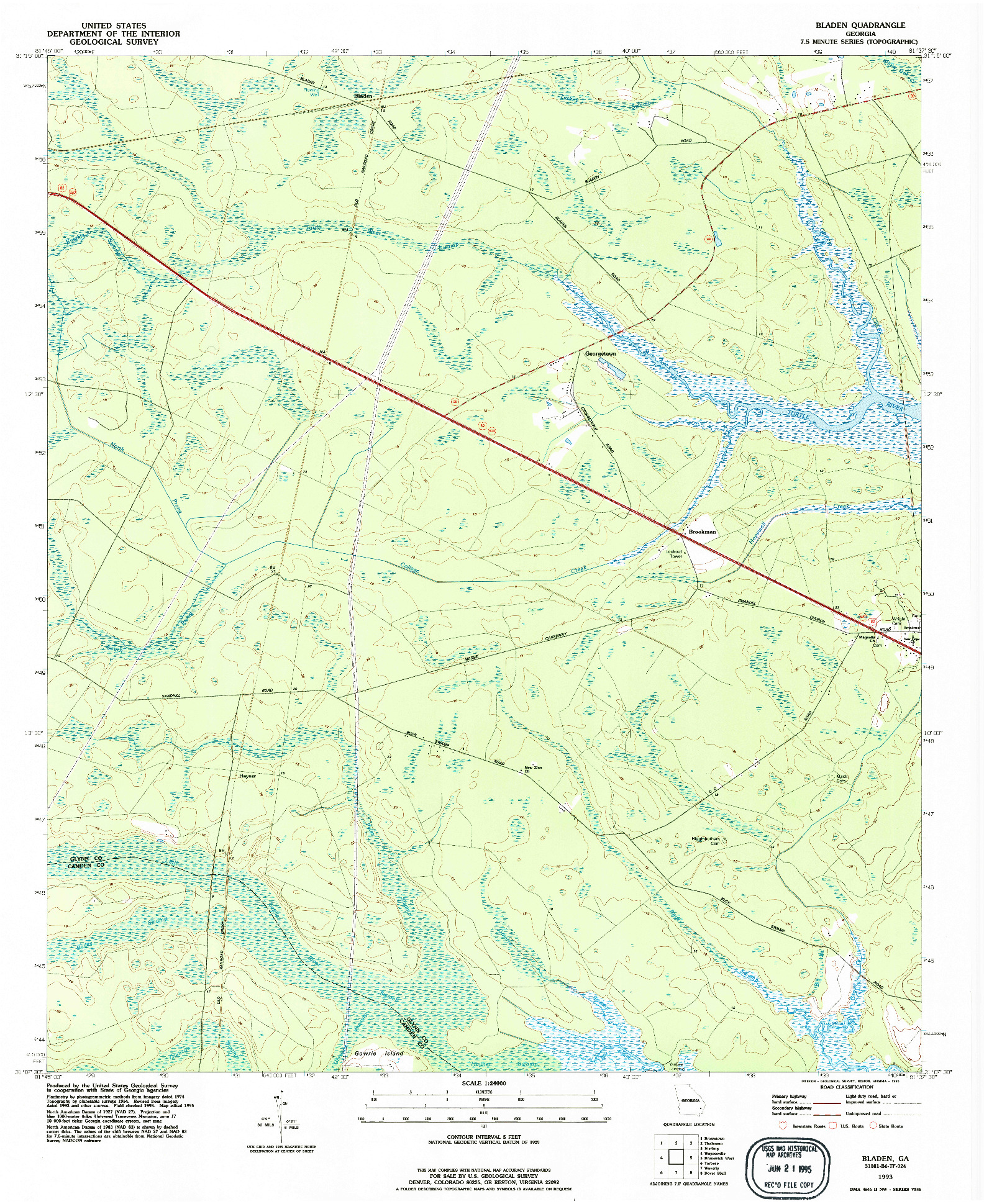 USGS 1:24000-SCALE QUADRANGLE FOR BLADEN, GA 1993